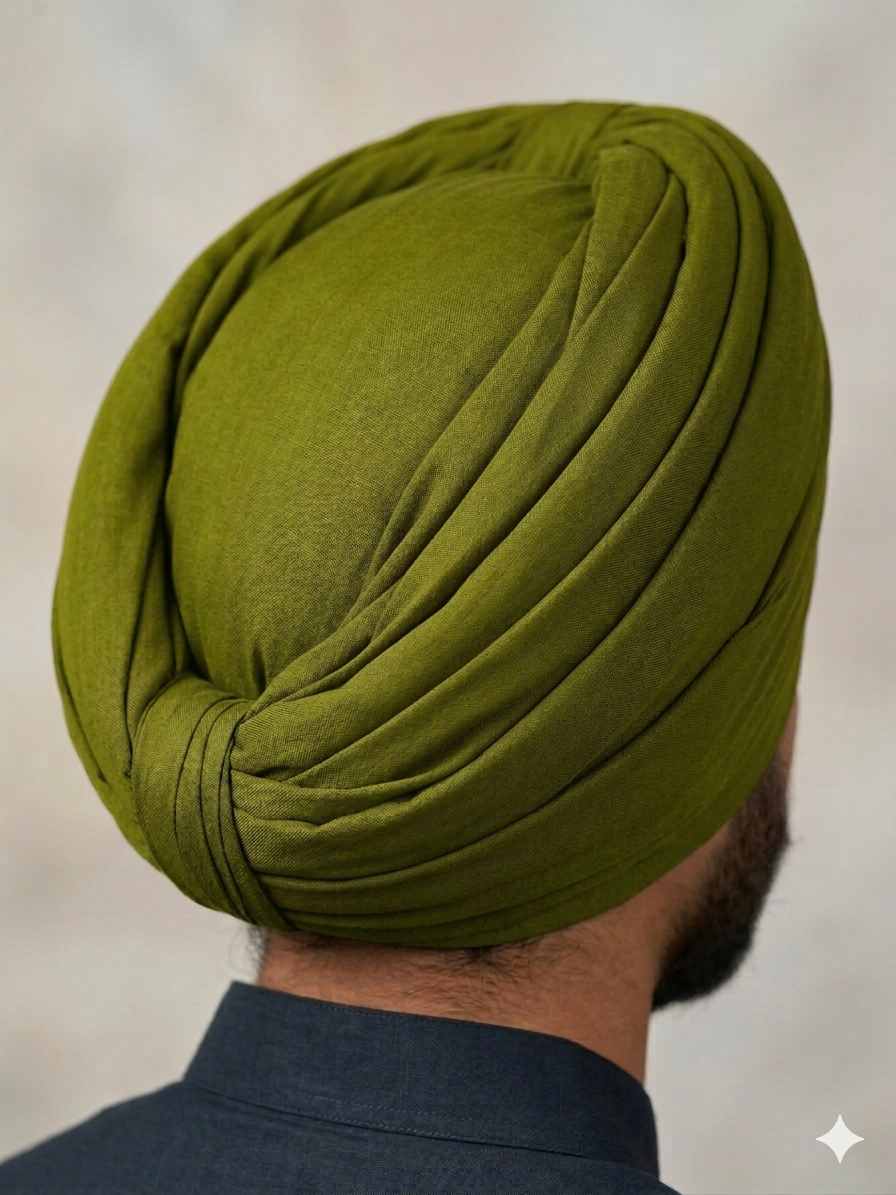 Olive Green Full Voile Turban Fabric