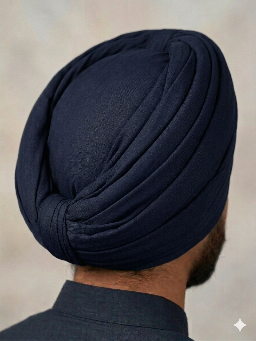 Navy Blue Full Voile Turban Fabric