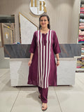 Wine Purple Stripe Coord Set