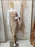Champagne Beige Embroidered Unstitched Party Wear Suit