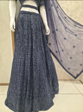 Midnight Blue Ready-to-Wear Embroidered Lehenga Set