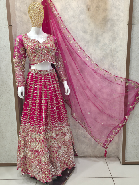 Rani Pink Ready-to-Wear Bridal Lehenga Set