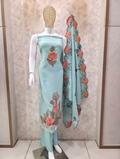 MUSLIN THREAD WORK SPRAY PAINT UNSTITCHED SUIT