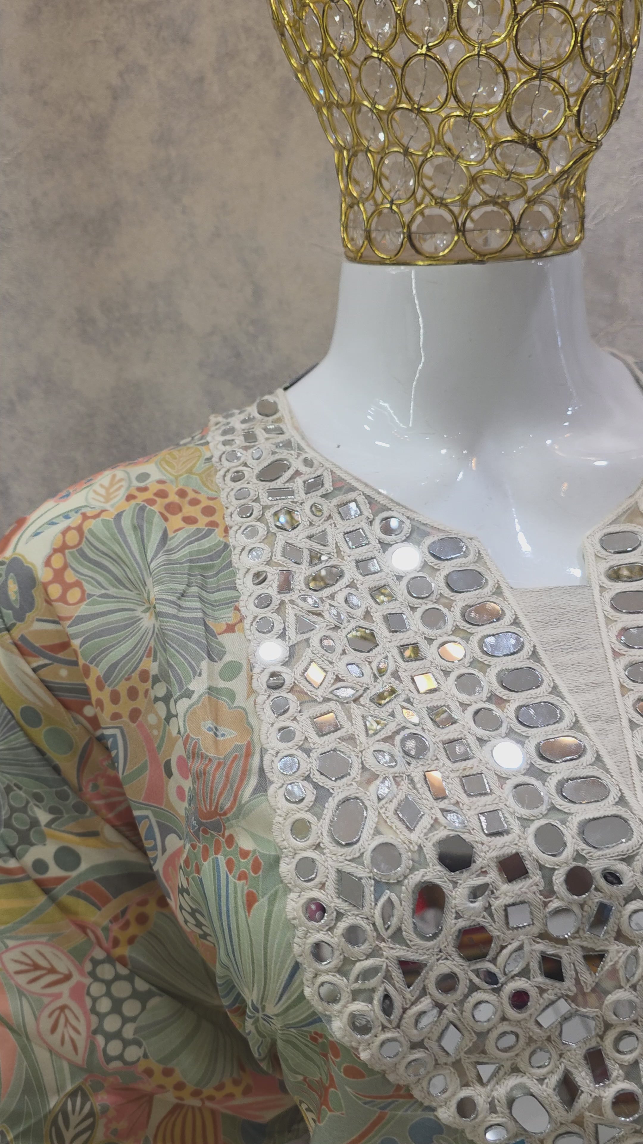 PASLEY NECK MIRROR WORK UNSTITCHED SUIT