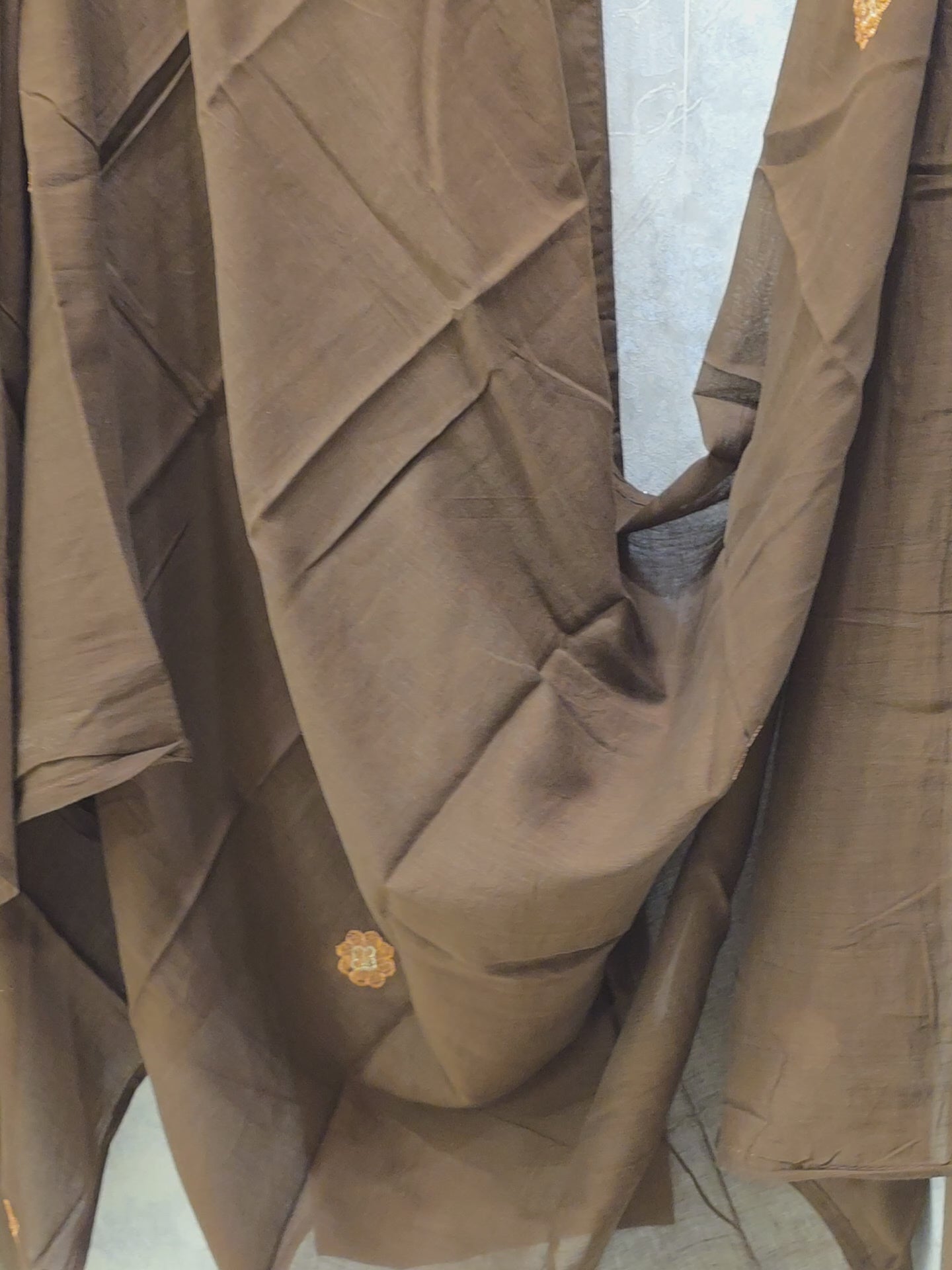 BROWN CUTWORK COTTON PLAZZO SUIT
