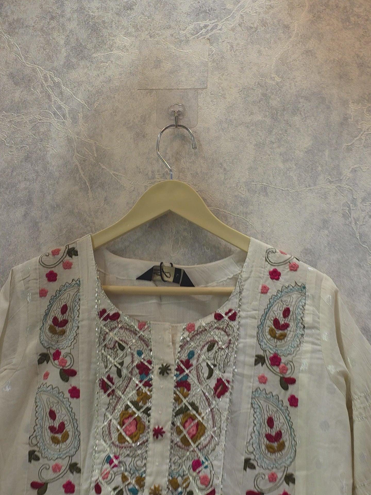 OFF WHITE MULTITHREAD FROCK PLAZZO SUIT