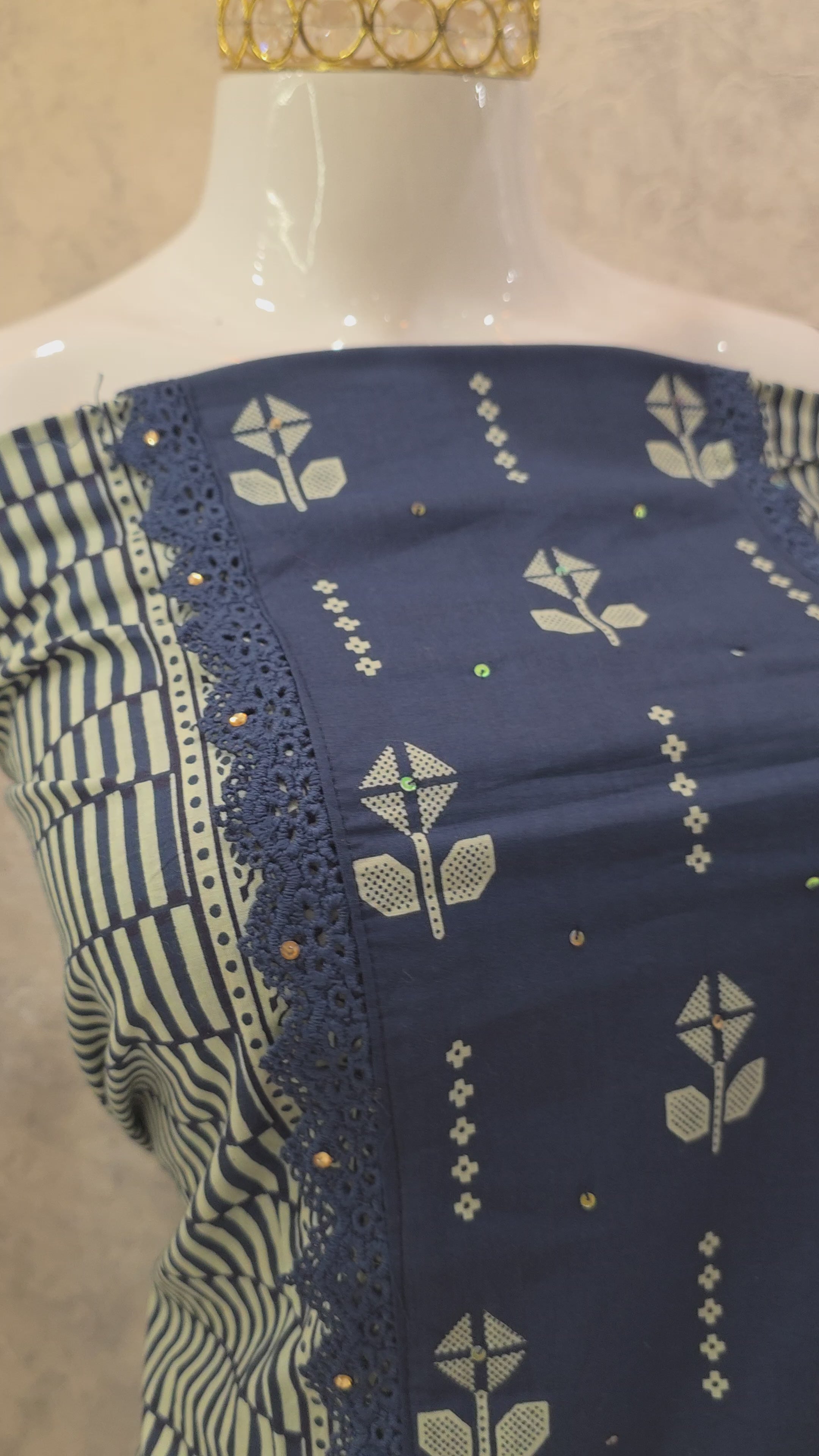 COTTON INDIGO UNSTITCHED SUIT