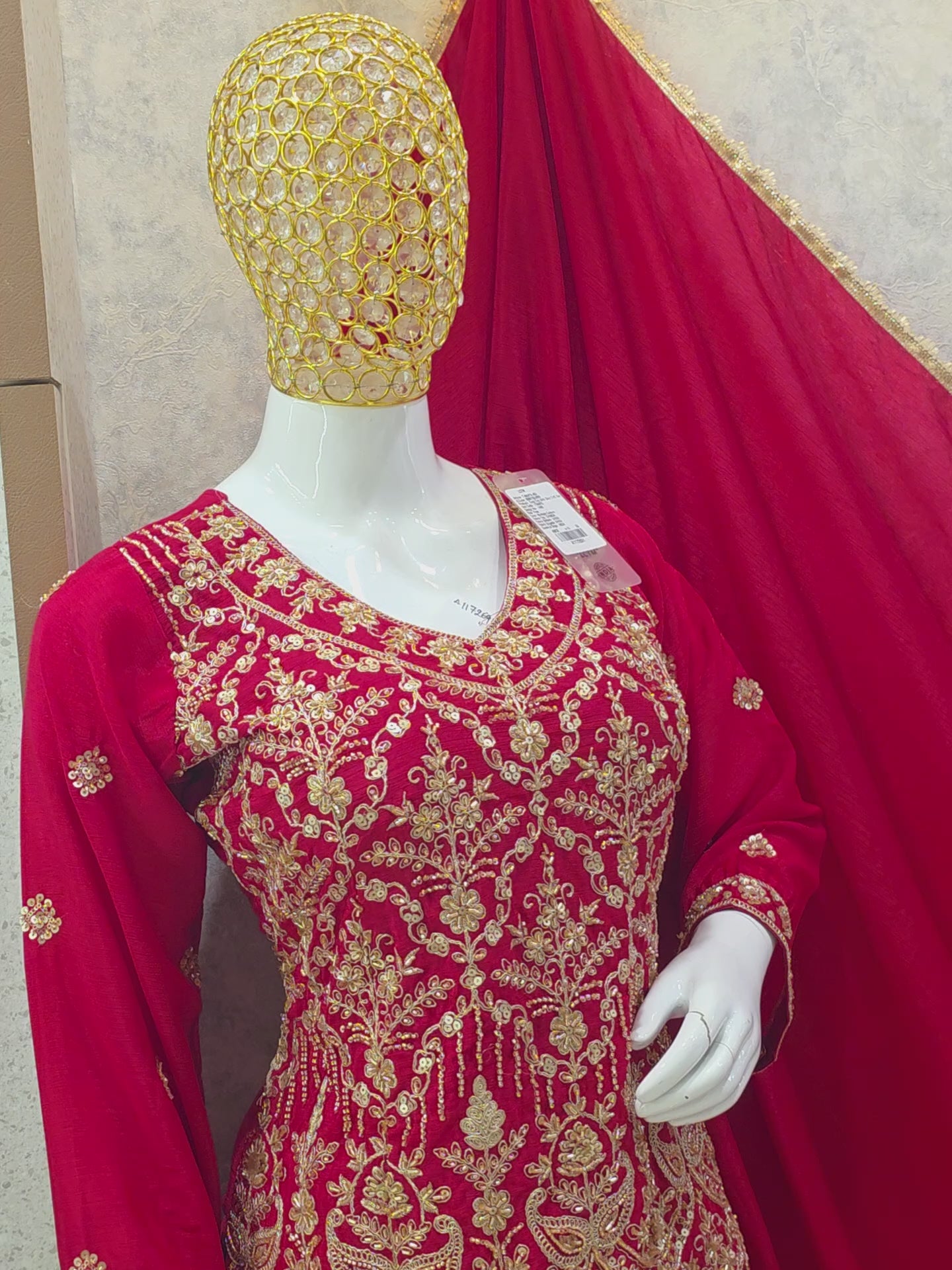 MAGENTA EMBROIDERED SHIRT WITH LEHENGA