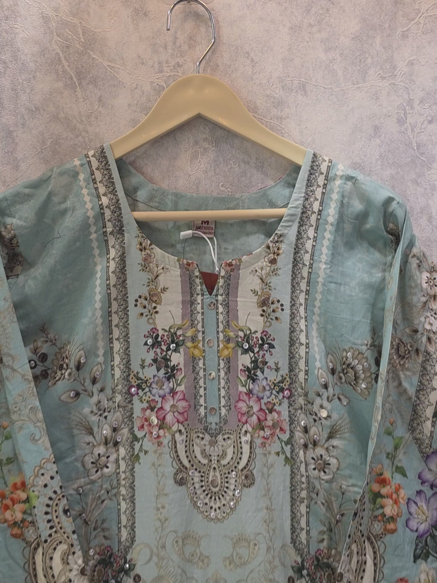 BLUE PAKISTANI PRINT EMBELLISHED PLAZZO SUIT