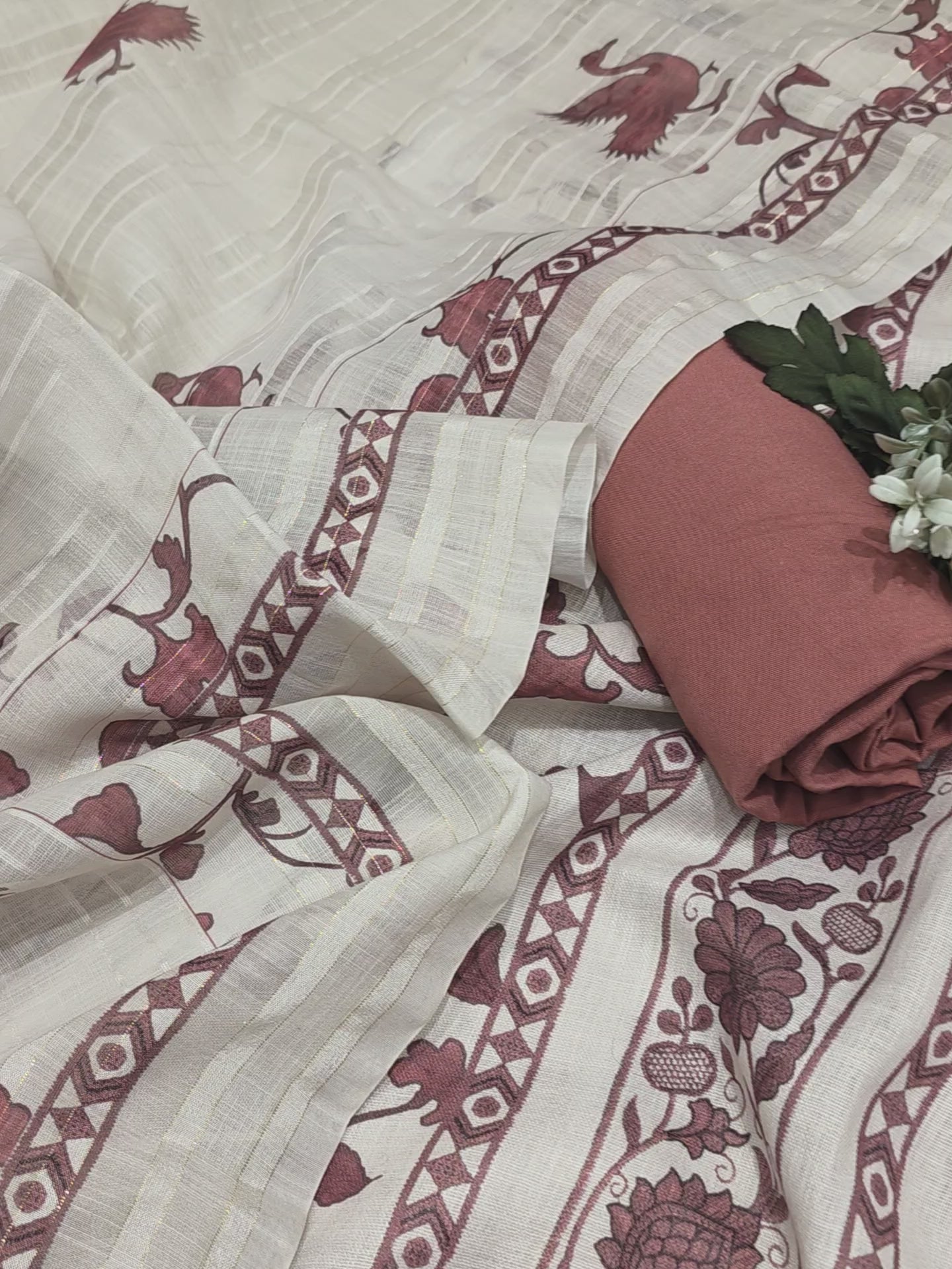 LINEN COTTON THREAD WORK UNSTITCHED SUIT