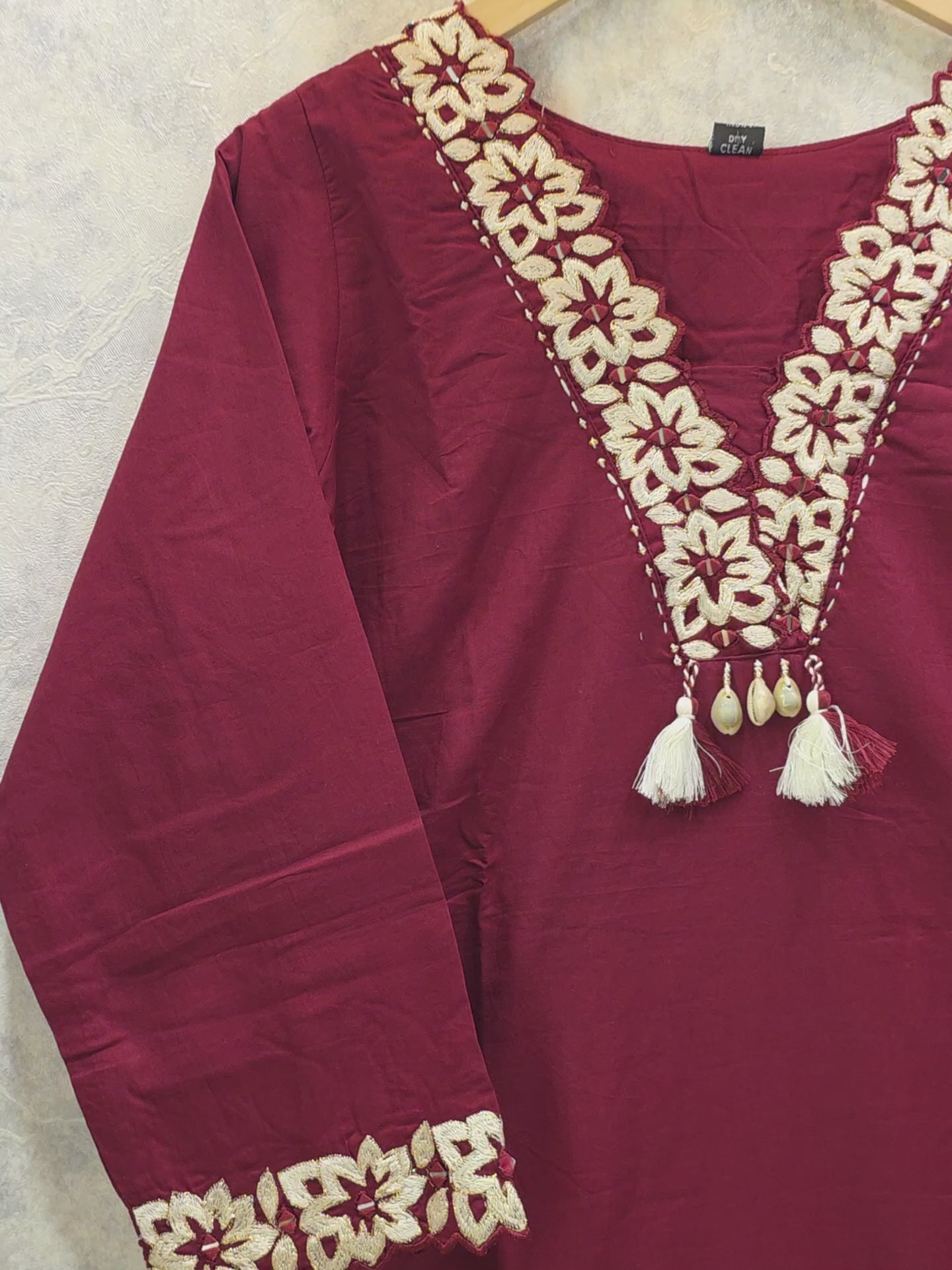 WINE CUTWORK CONTRAST CONCEPT PLAZZO SUIT