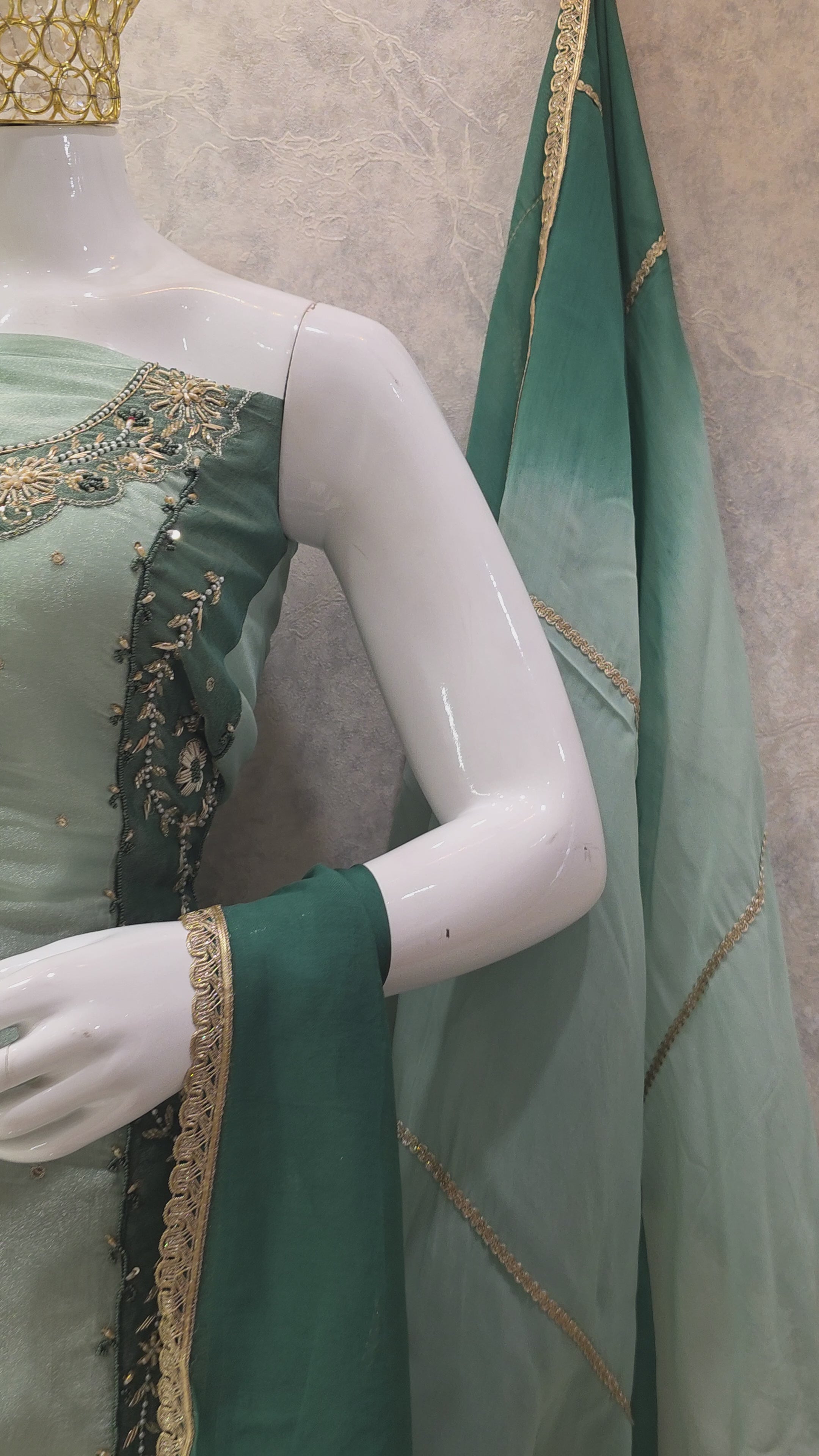 Organza Shimmer Partywear Unstitched Suit