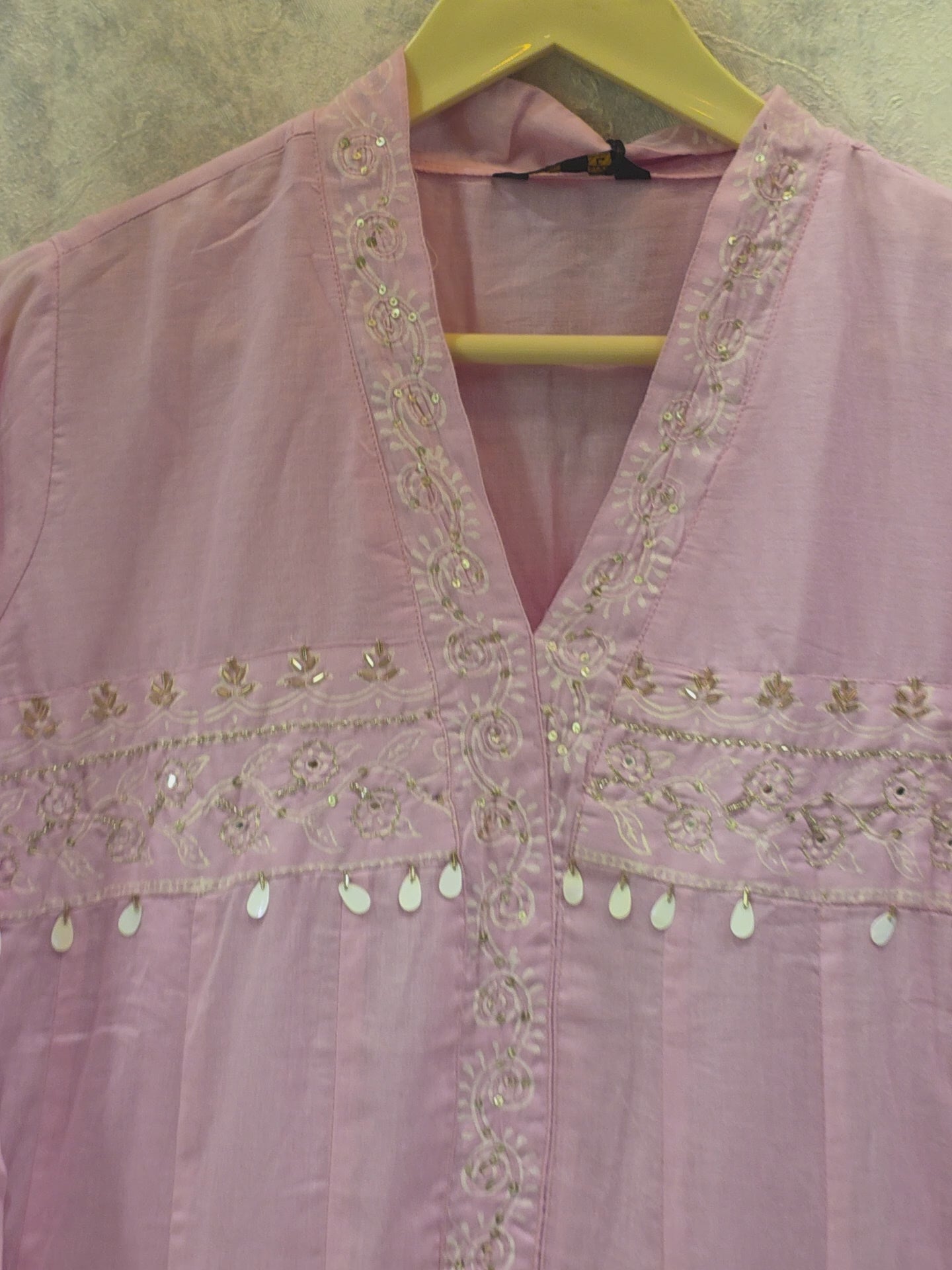 PINK BLOCK PRINT FROCK PLAZZO SUIT
