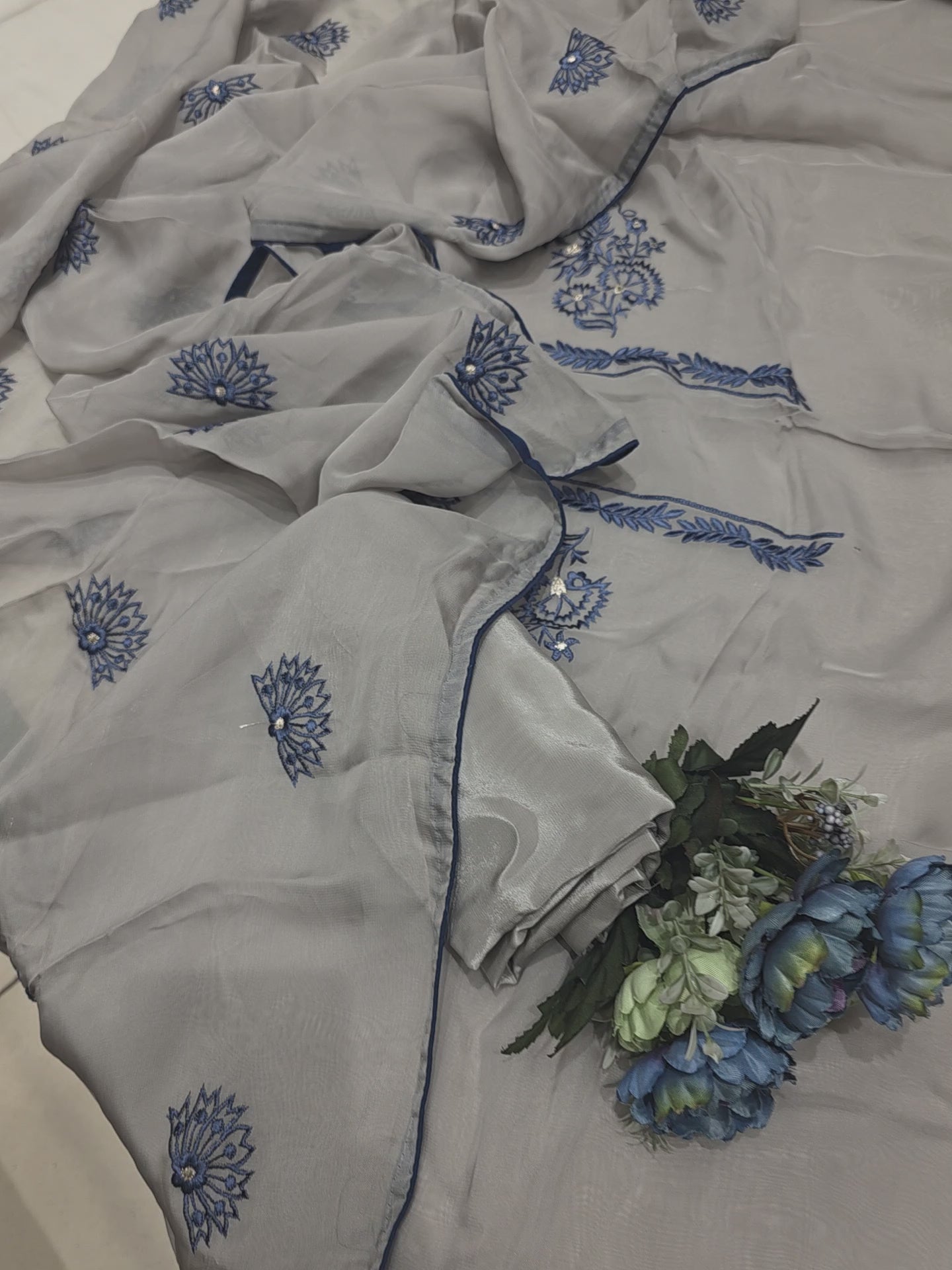 Organza ThreadWork Partywear Unstitched Suit