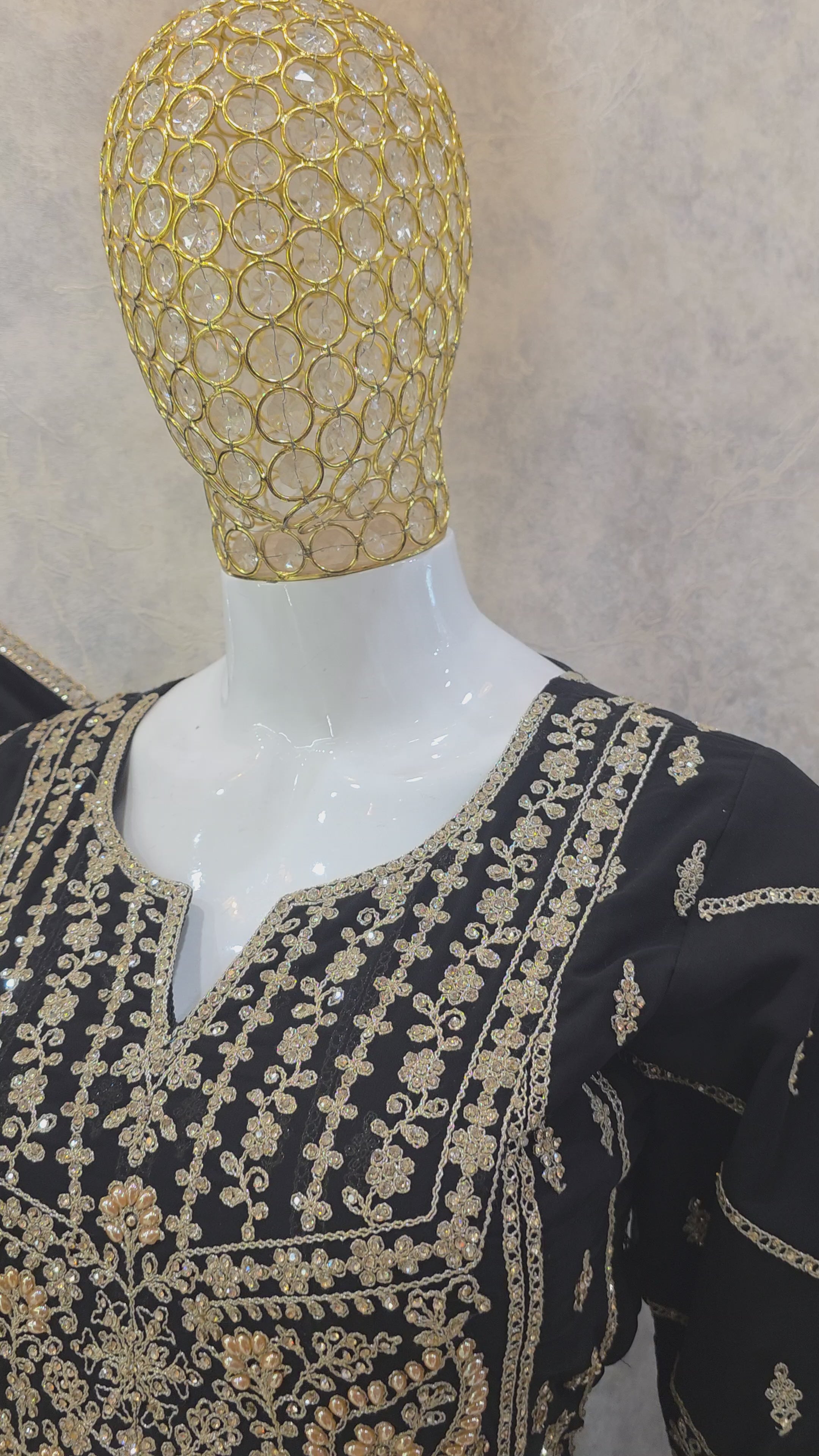 BLACK EMBROIDERED SHORT FROCK PARTYWEAR SUIT