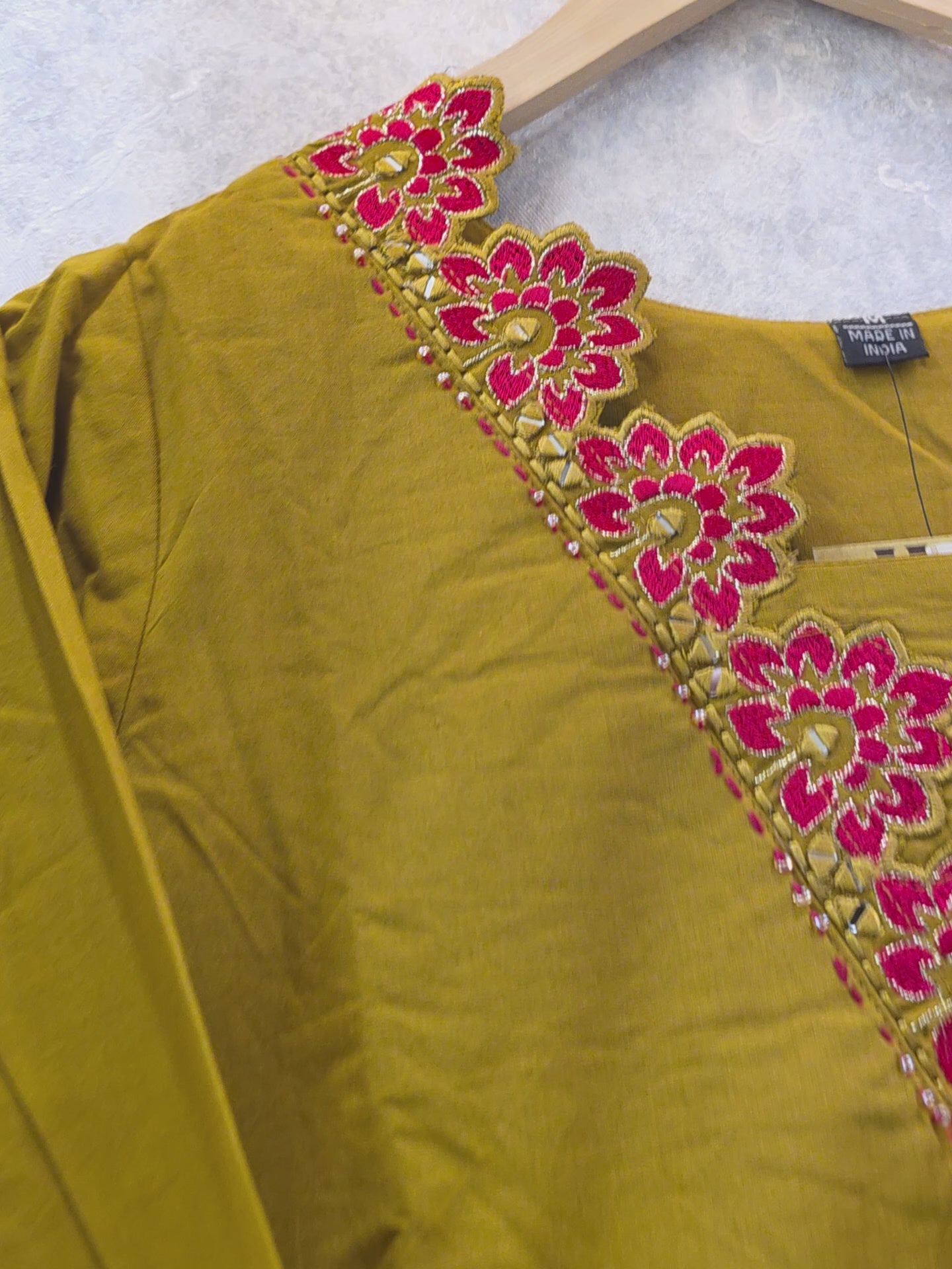 MUSTARD CUTWORK CONTRAST CONCEPT PLAZZO SUIT