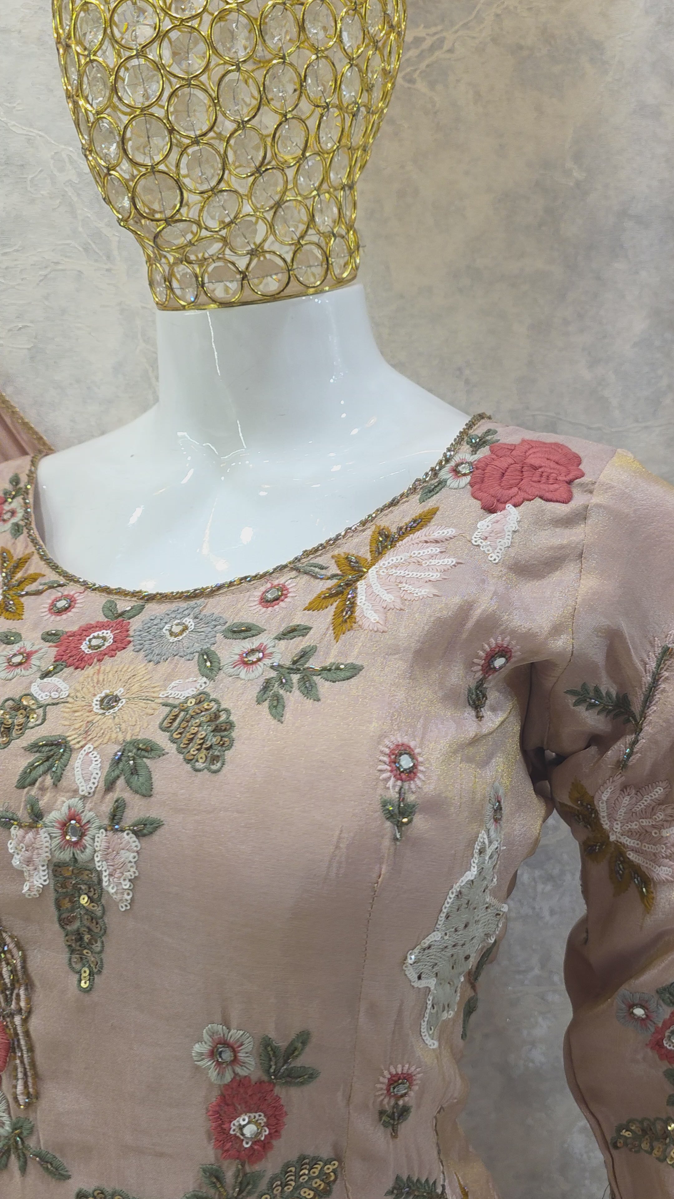 ROSE PINK EMBROIDERED SHIMMER PARTYWEAR SUIT