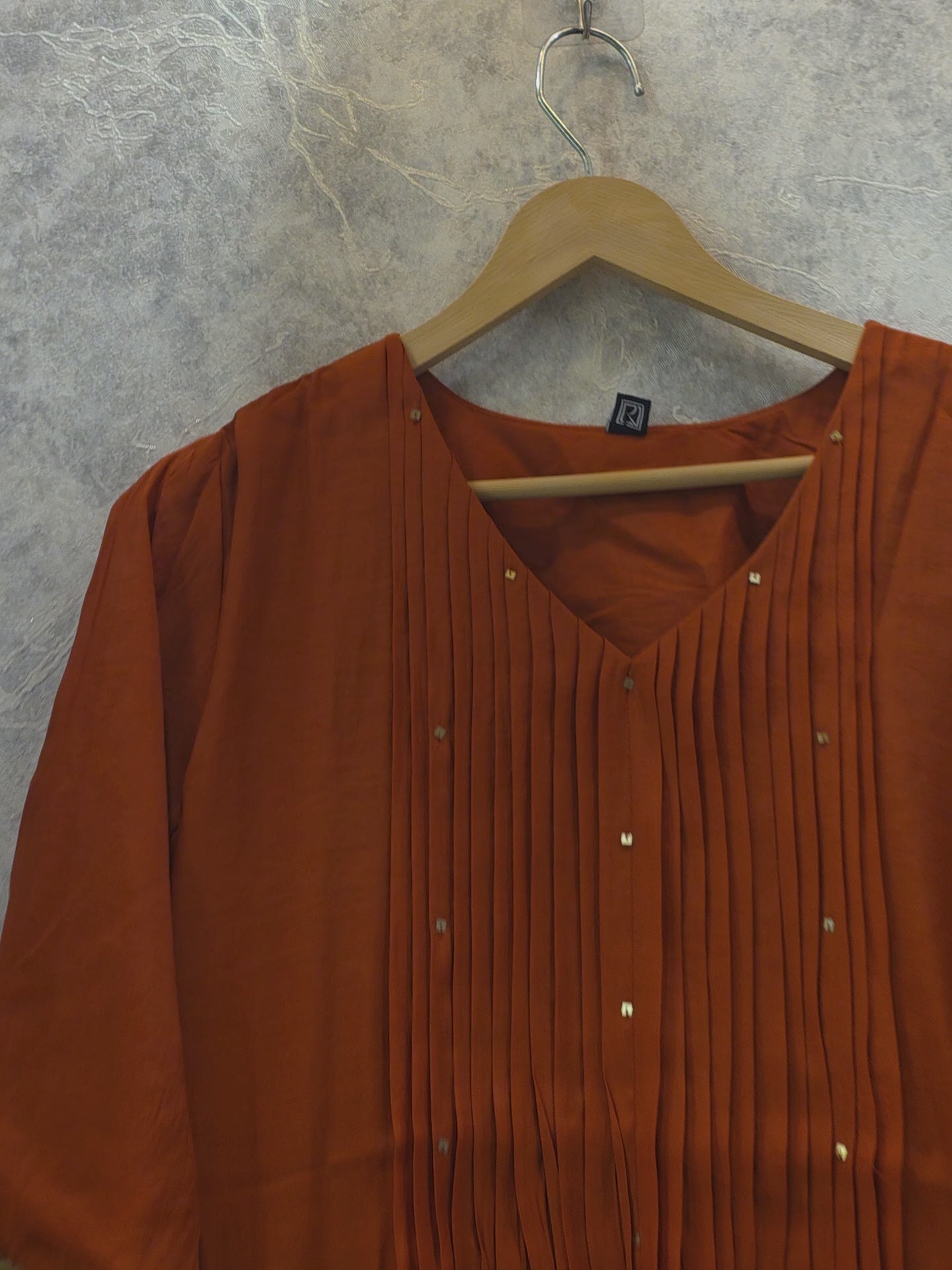RUST THREAD AND SEQUIN WORK FROCK PLAZZO SUIT