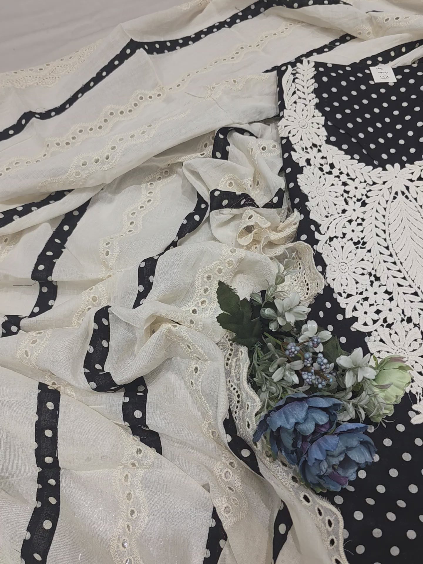 WHITE BLACK LAKHNAVI UNSTITCHED SUIT