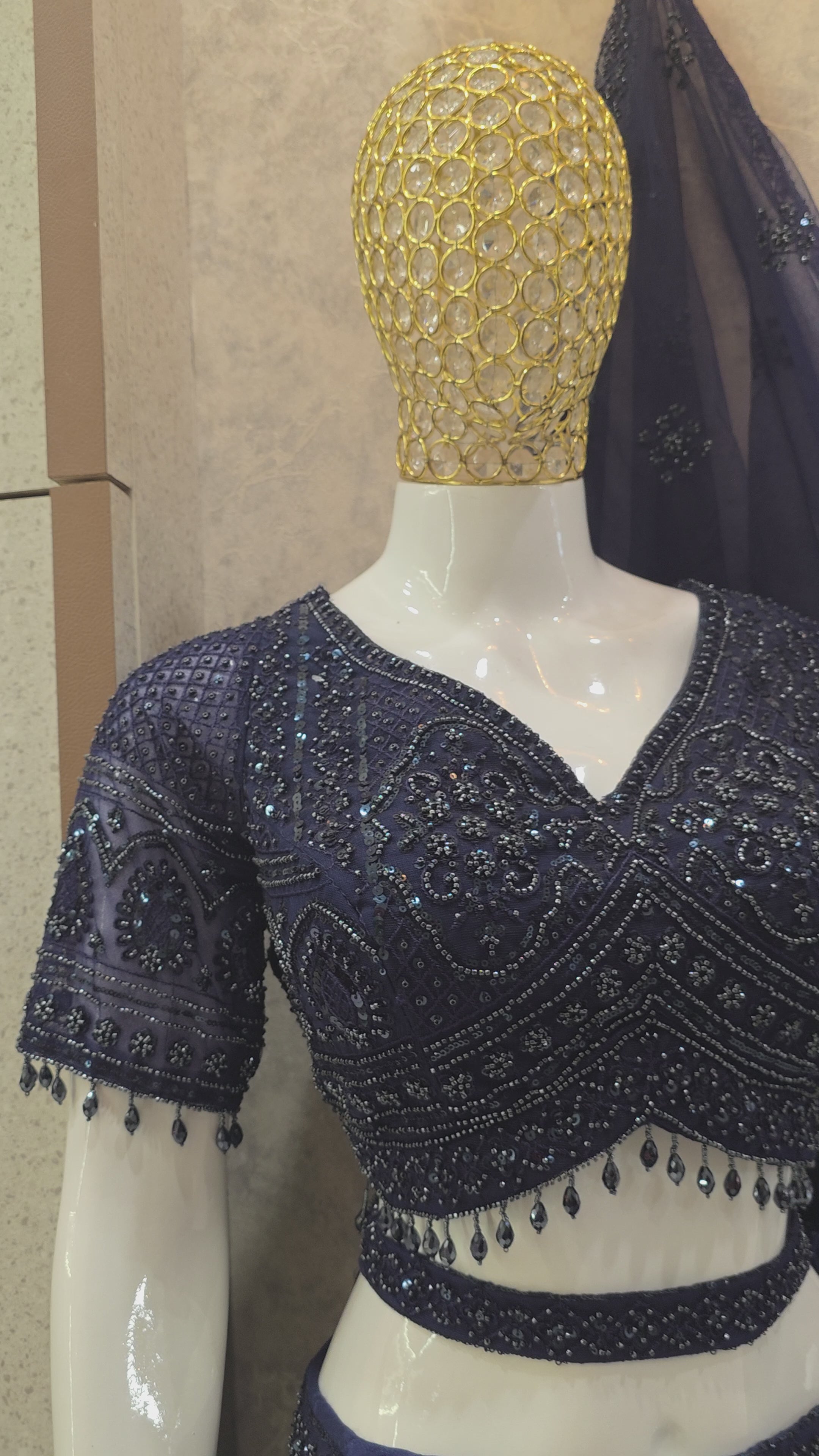 NAVY SEQUINNED LEHENGA CHOLI WITH DUPATTA