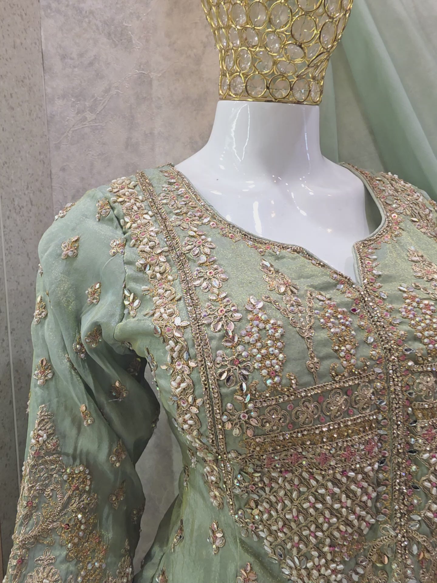 PATEL TISSUE SHIMMER EMBELLISHED SHIRT WITH LEHENGA