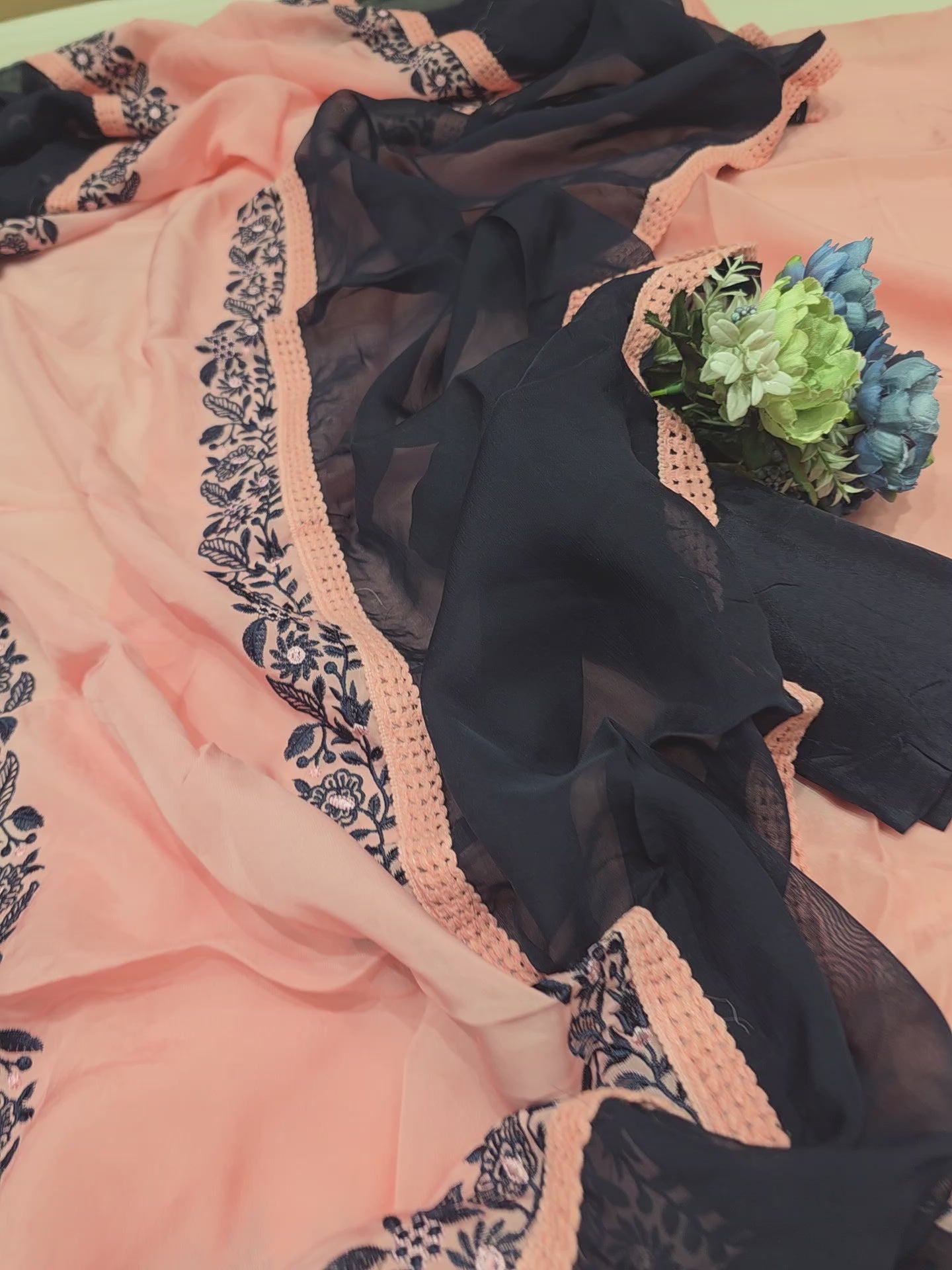 SOFT ORGANZA CONTRAST CONCEPT UNSTITCHED SUIT