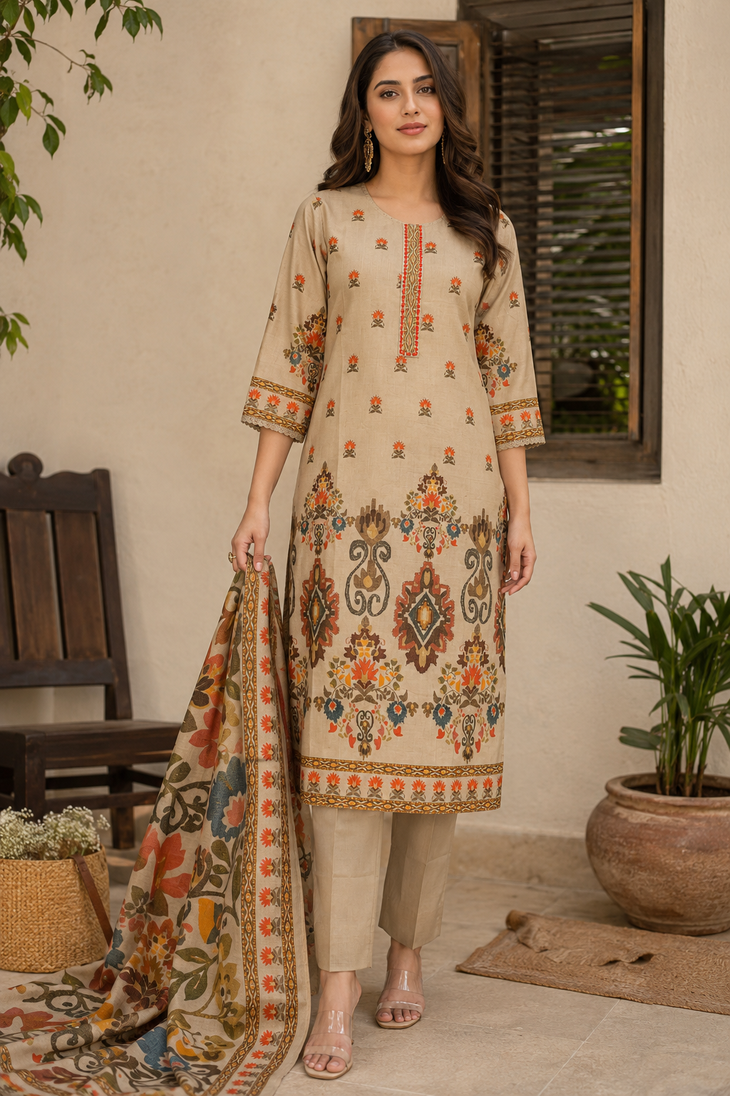 PREMIUM COTTON PRINTED PLAZZO SUIT