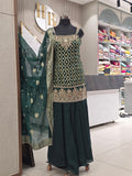 GREEN BANARASI PARTYWEAR JAFA SET