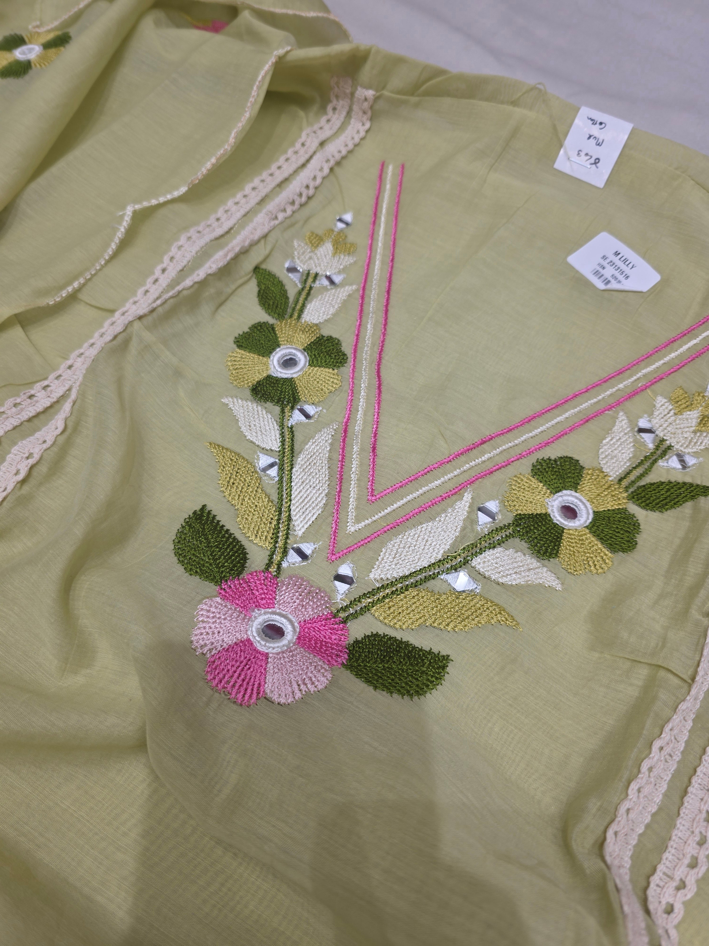 PUFF WORK MUL COTTON UNSTITCHED SUIT