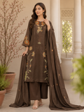 BROWN CUTWORK COTTON PLAZZO SUIT