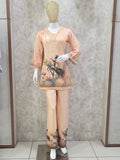 PEACH LACE WORK PLAZZO CO-ORD SET