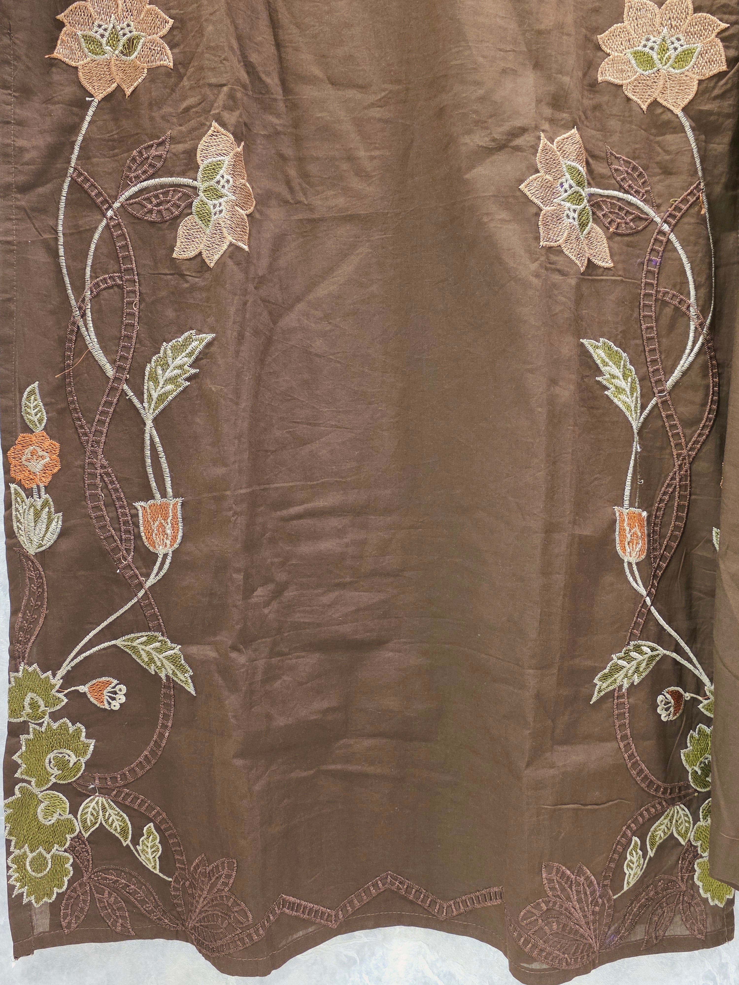 BROWN CUTWORK COTTON PLAZZO SUIT