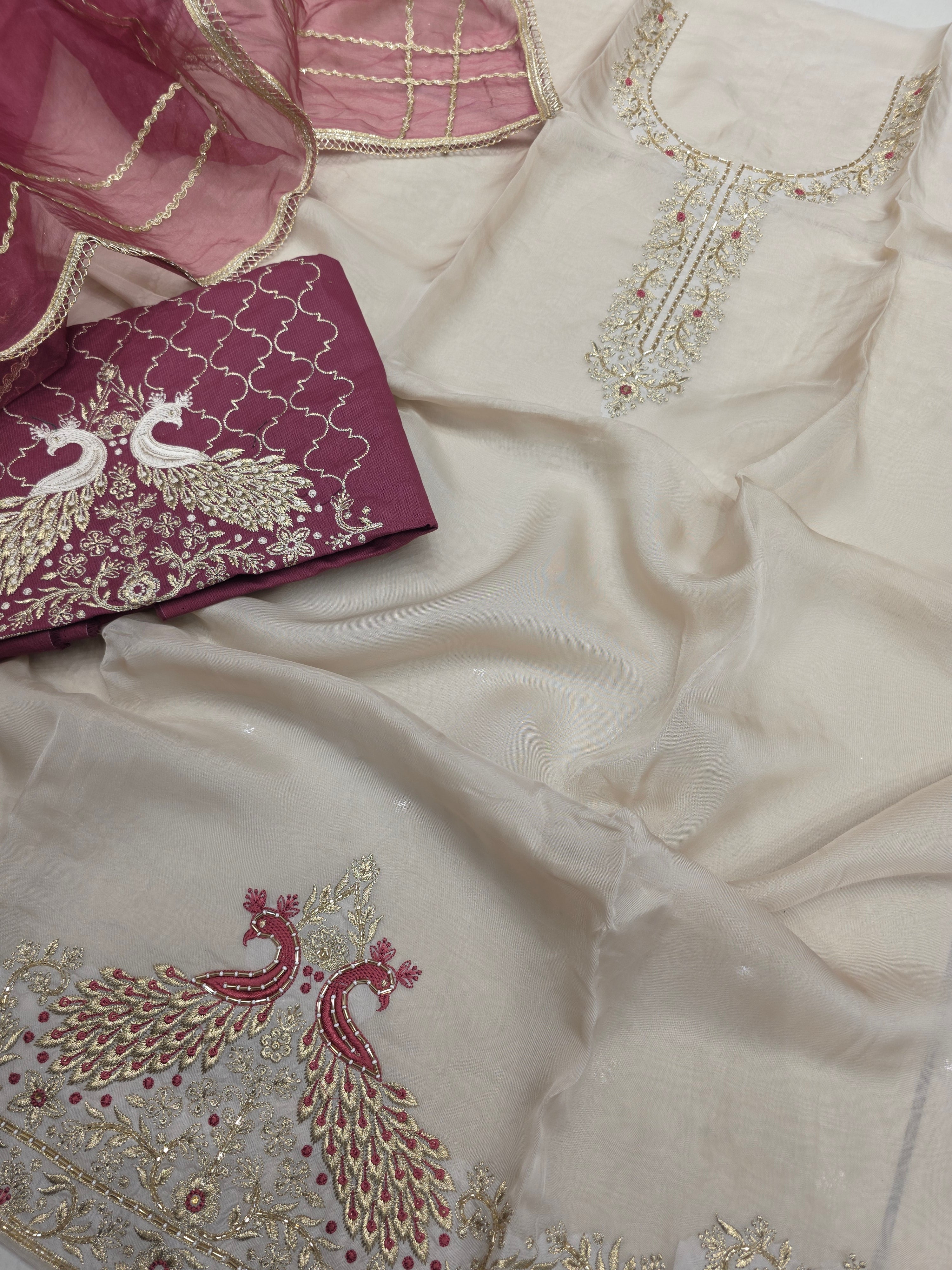 ORGANZA CONTRAST CONCEPT SALWAR WORK UNSTITCHED SUIT