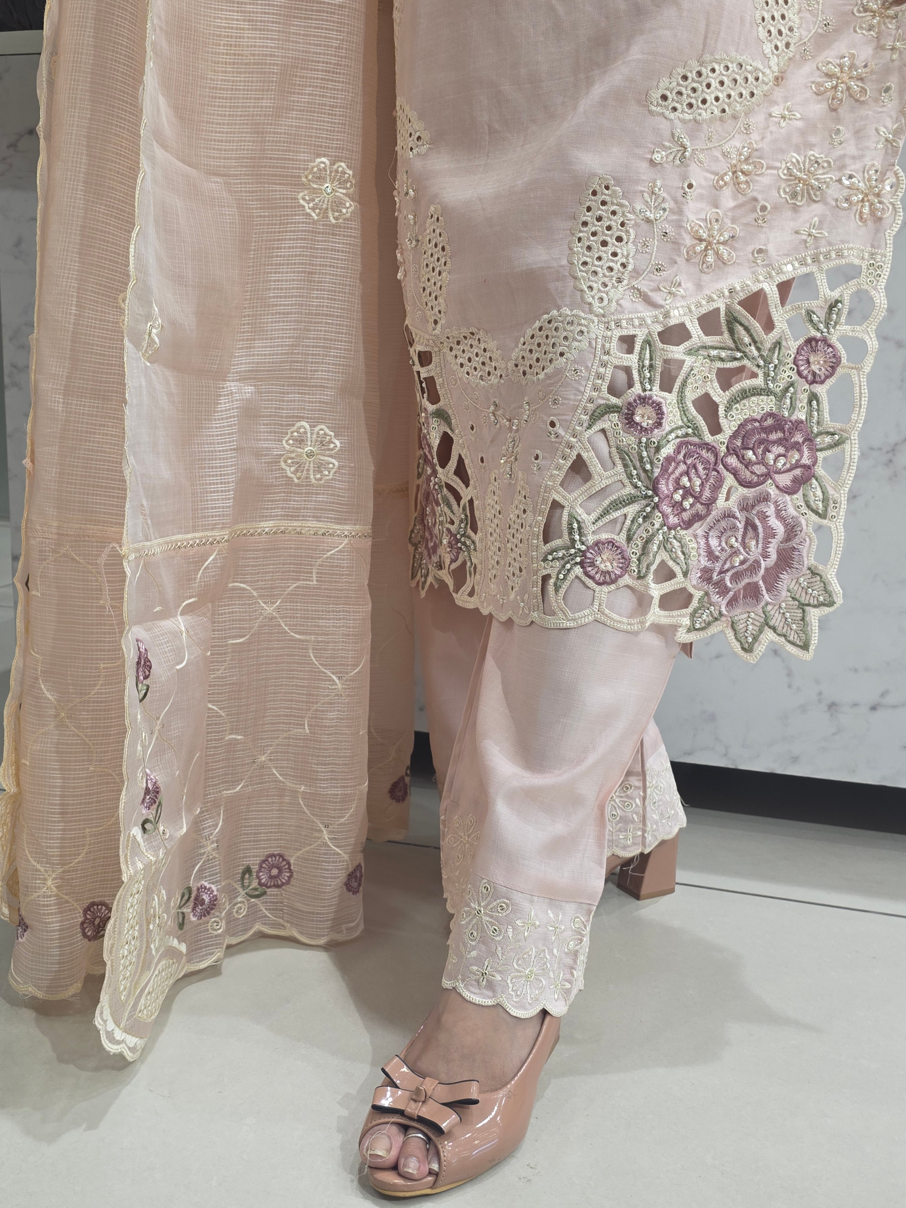 Pakistani Cutwork Plazzo Suit
