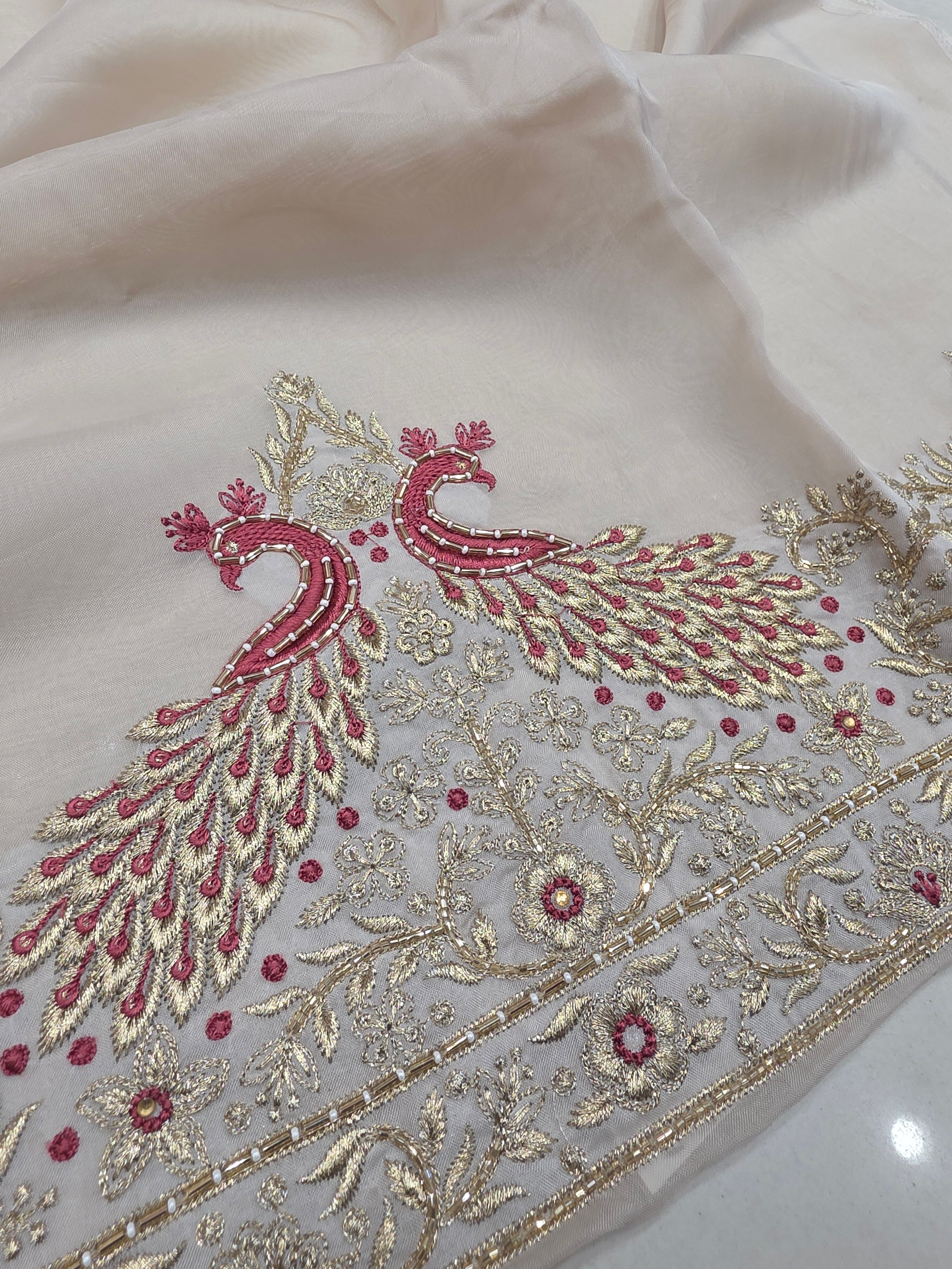 ORGANZA CONTRAST CONCEPT SALWAR WORK UNSTITCHED SUIT
