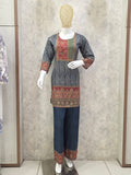 BLUE STRIPE PRINTED COTTON CO-ORD SET