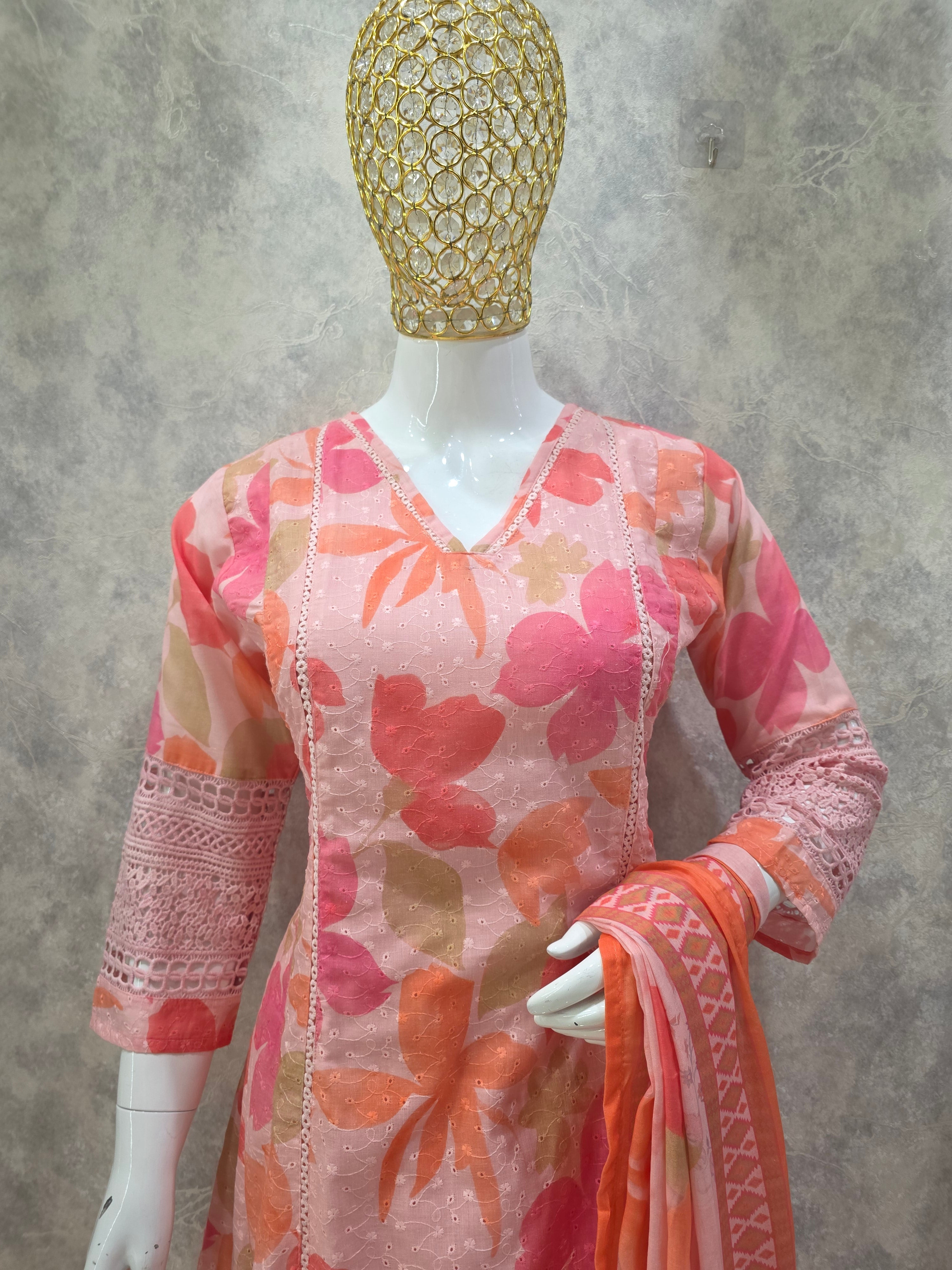 Chikankaari Frock Plazzo Suit