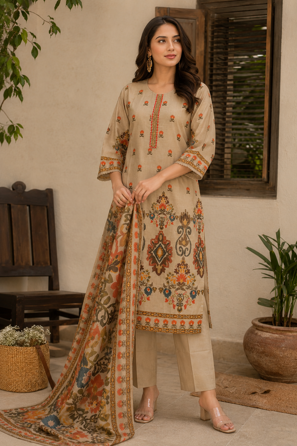 PREMIUM COTTON PRINTED PLAZZO SUIT