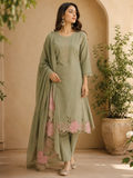PISTACHIO GREEN MUL COTTON FROCK SUIT