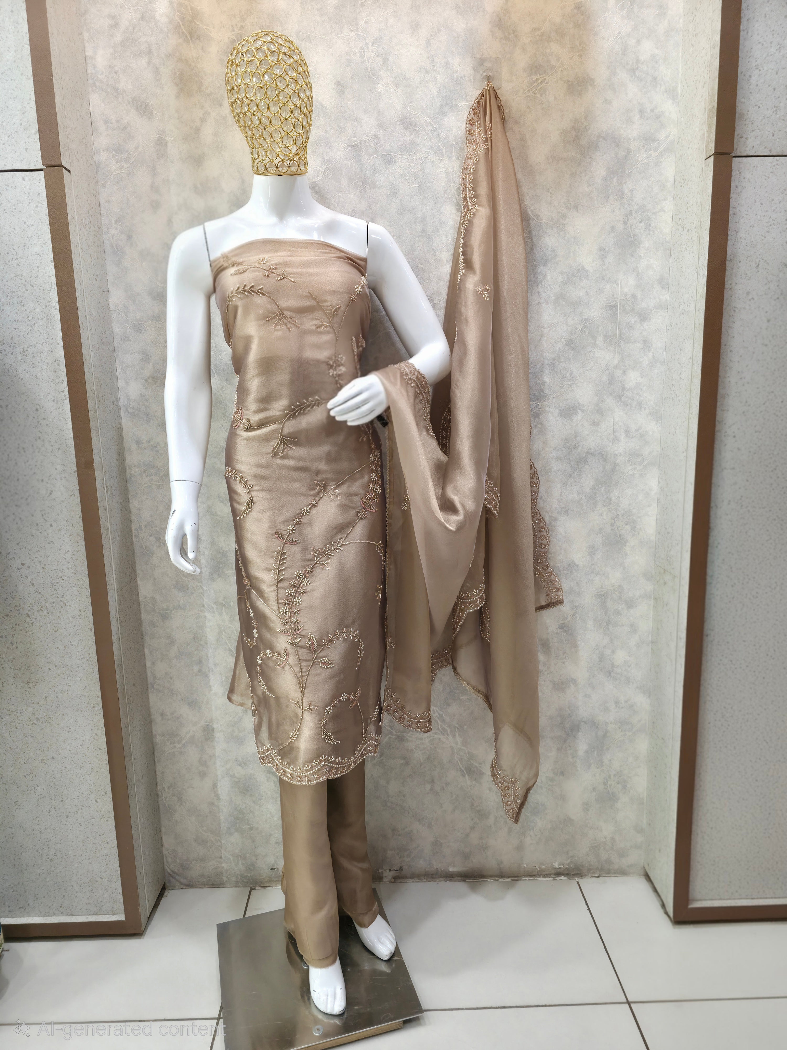 Glass Tissue Shimmer Partywear Unstitched suit