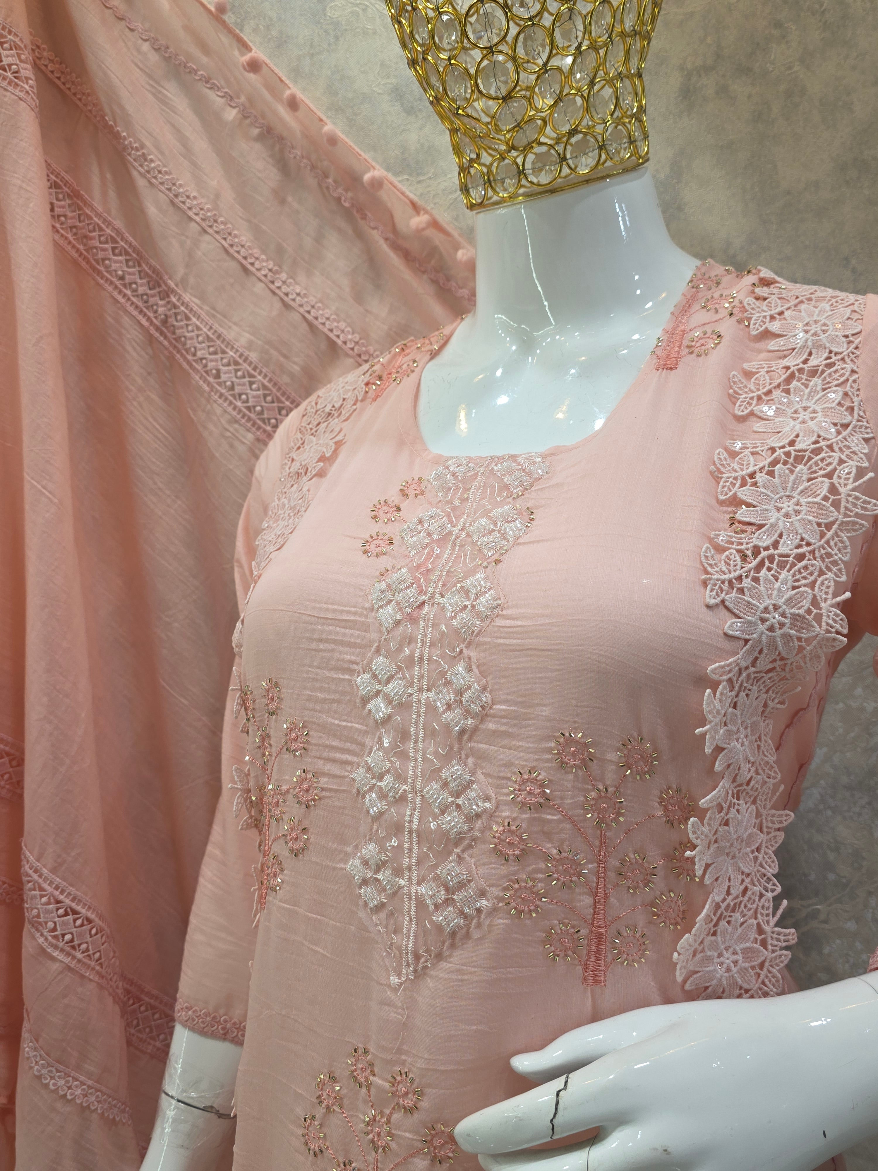 MUL MUL HANDWORK PARTYWEAR PLAZZO SUIT