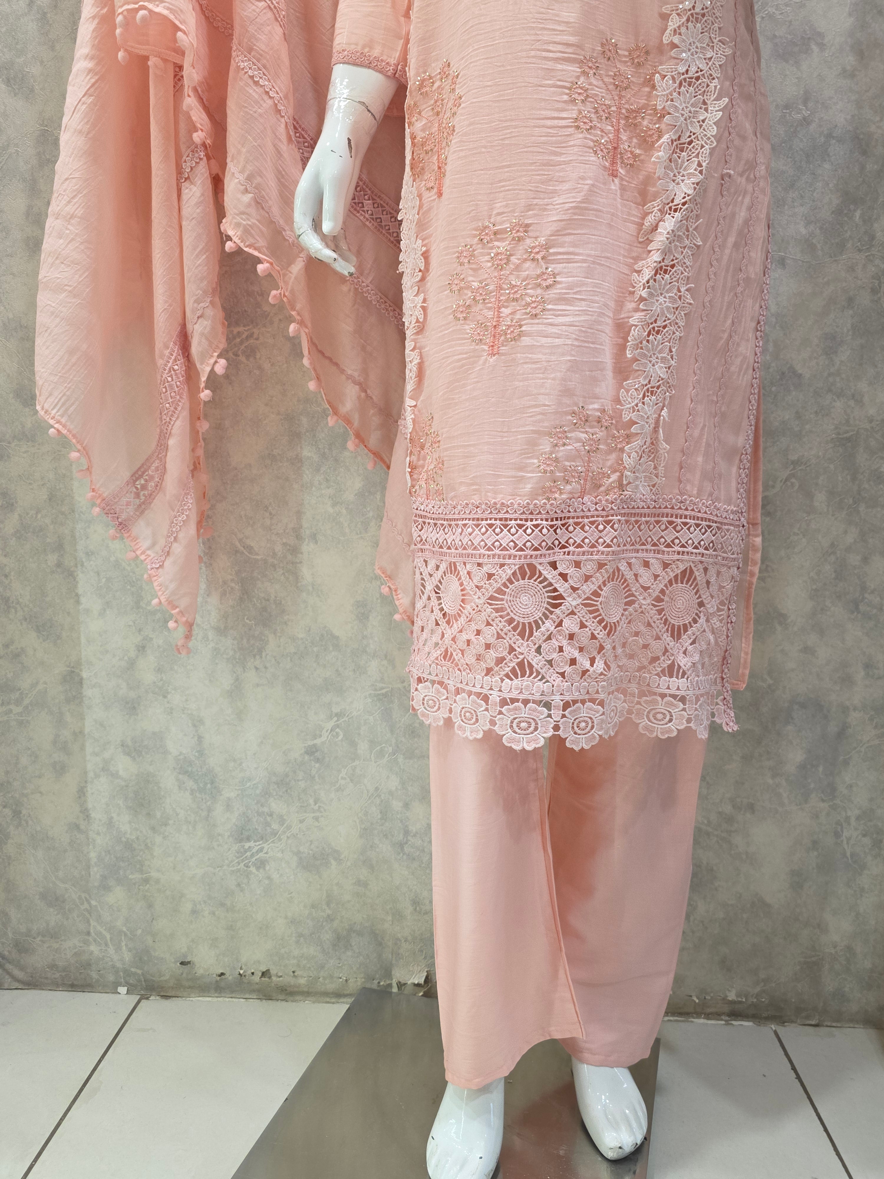 MUL MUL HANDWORK PARTYWEAR PLAZZO SUIT