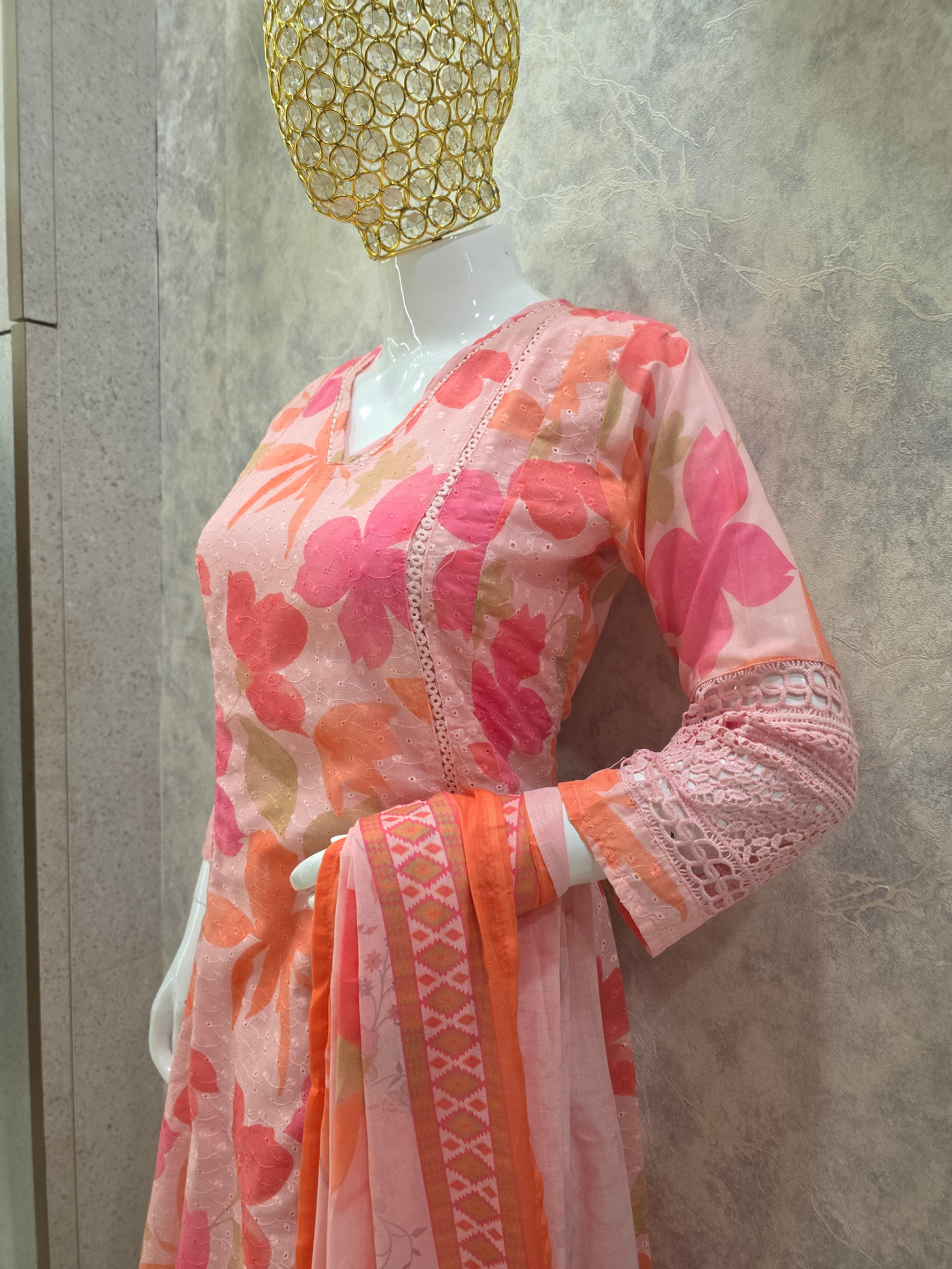 Chikankaari Frock Plazzo Suit