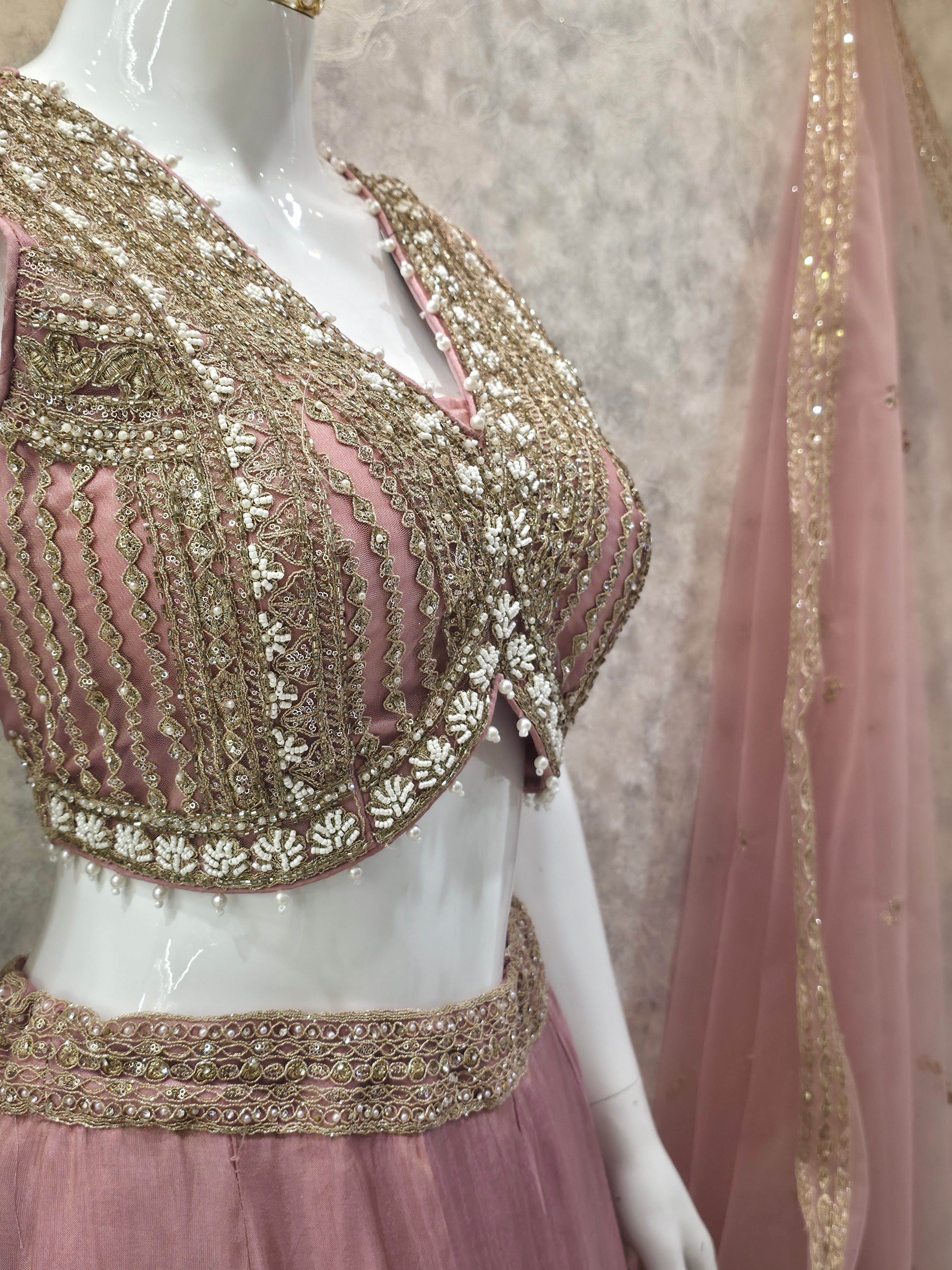 SOFT PINK EMBELLISHED LEHENGA CHOLI WITH DUPATTA