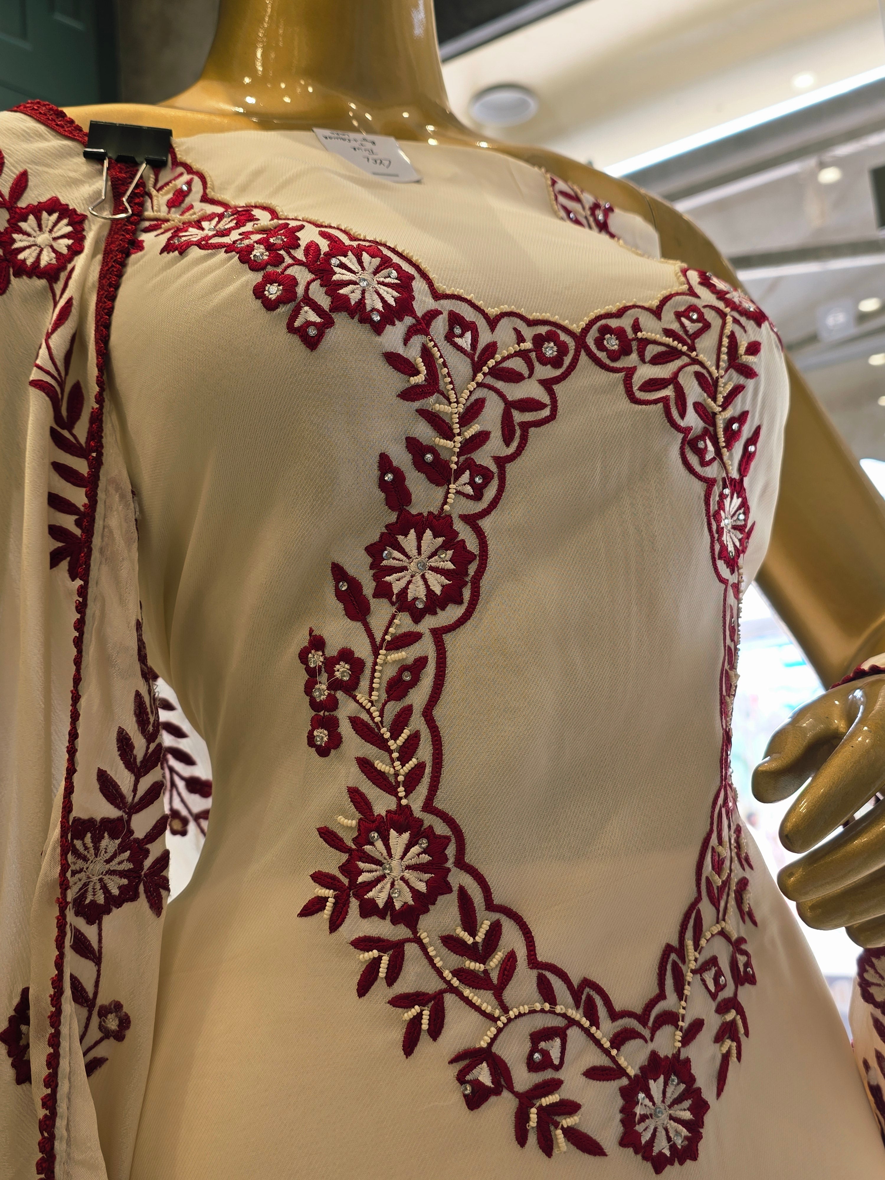 Organza ThreadWork Boutique Unstitched Suit