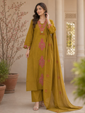 MUSTARD CUTWORK CONTRAST CONCEPT PLAZZO SUIT