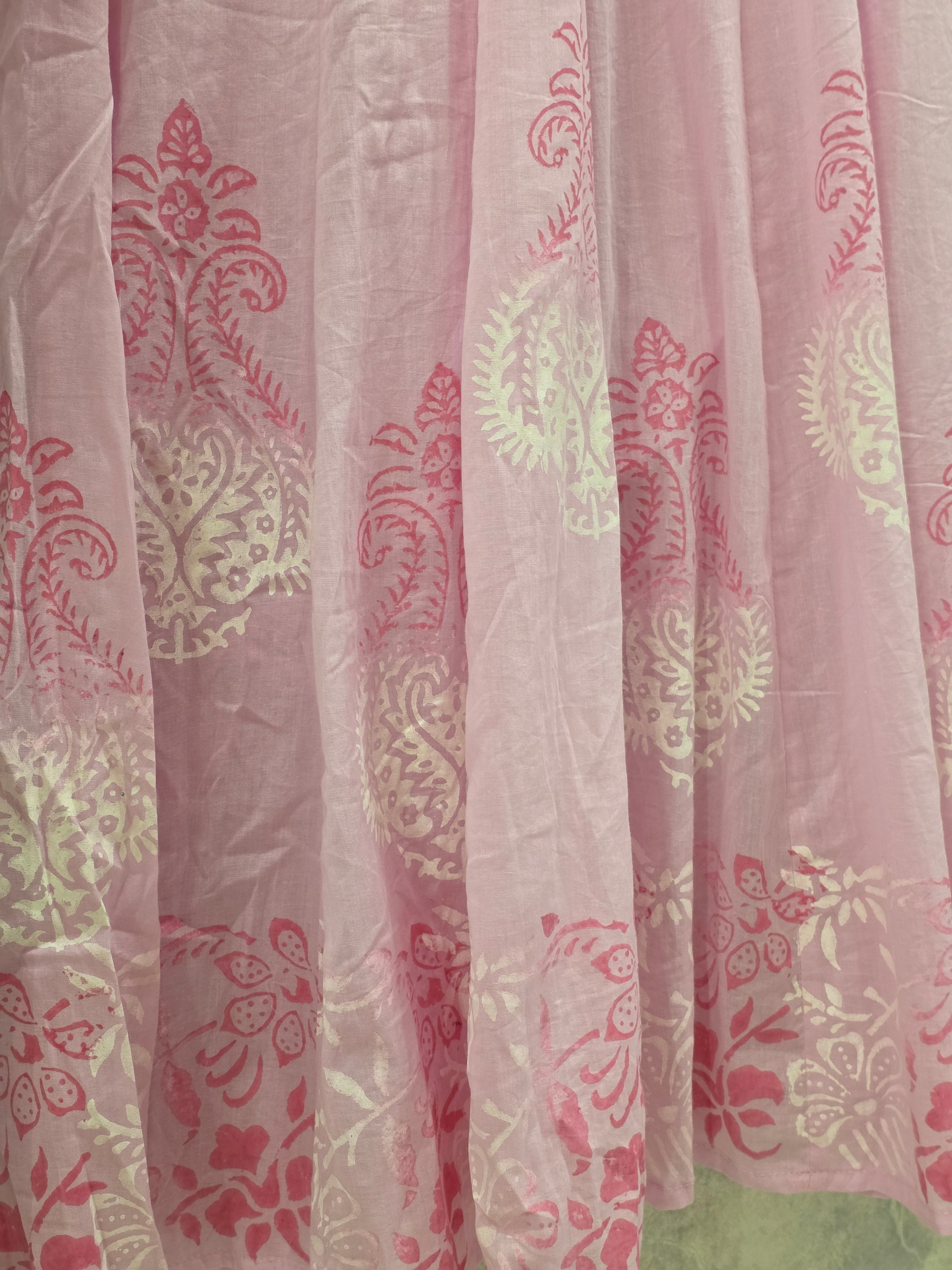 PINK BLOCK PRINT FROCK PLAZZO SUIT