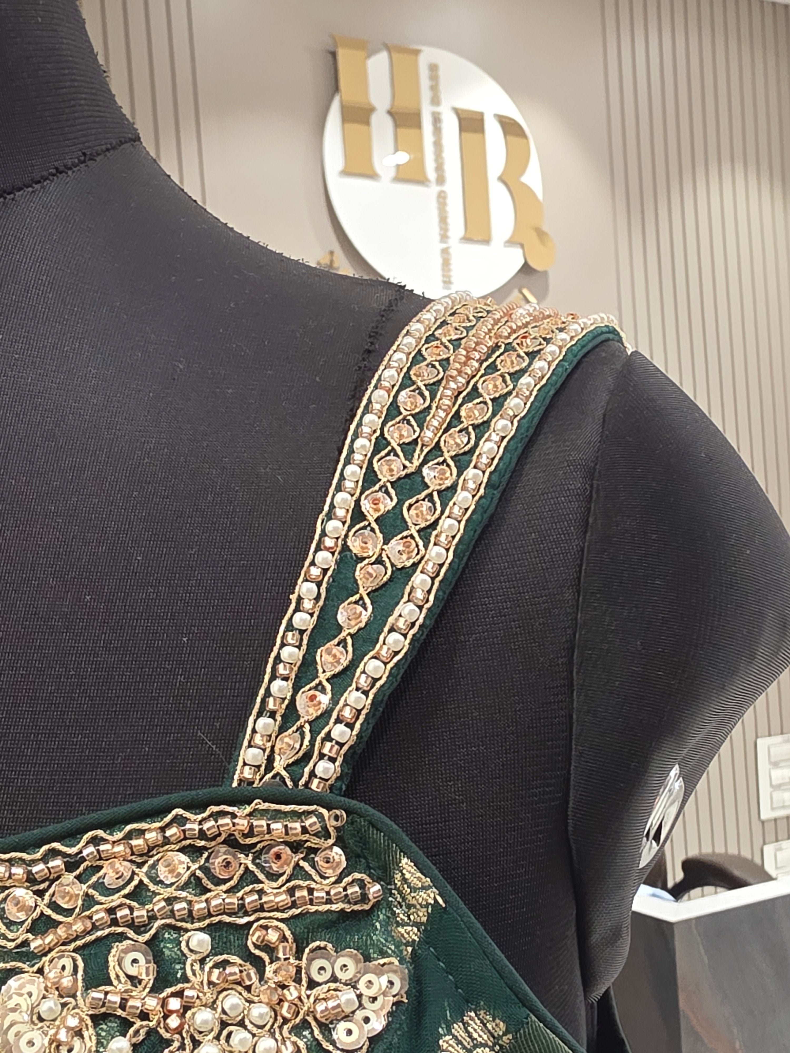 GREEN BANARASI PARTYWEAR JAFA SET