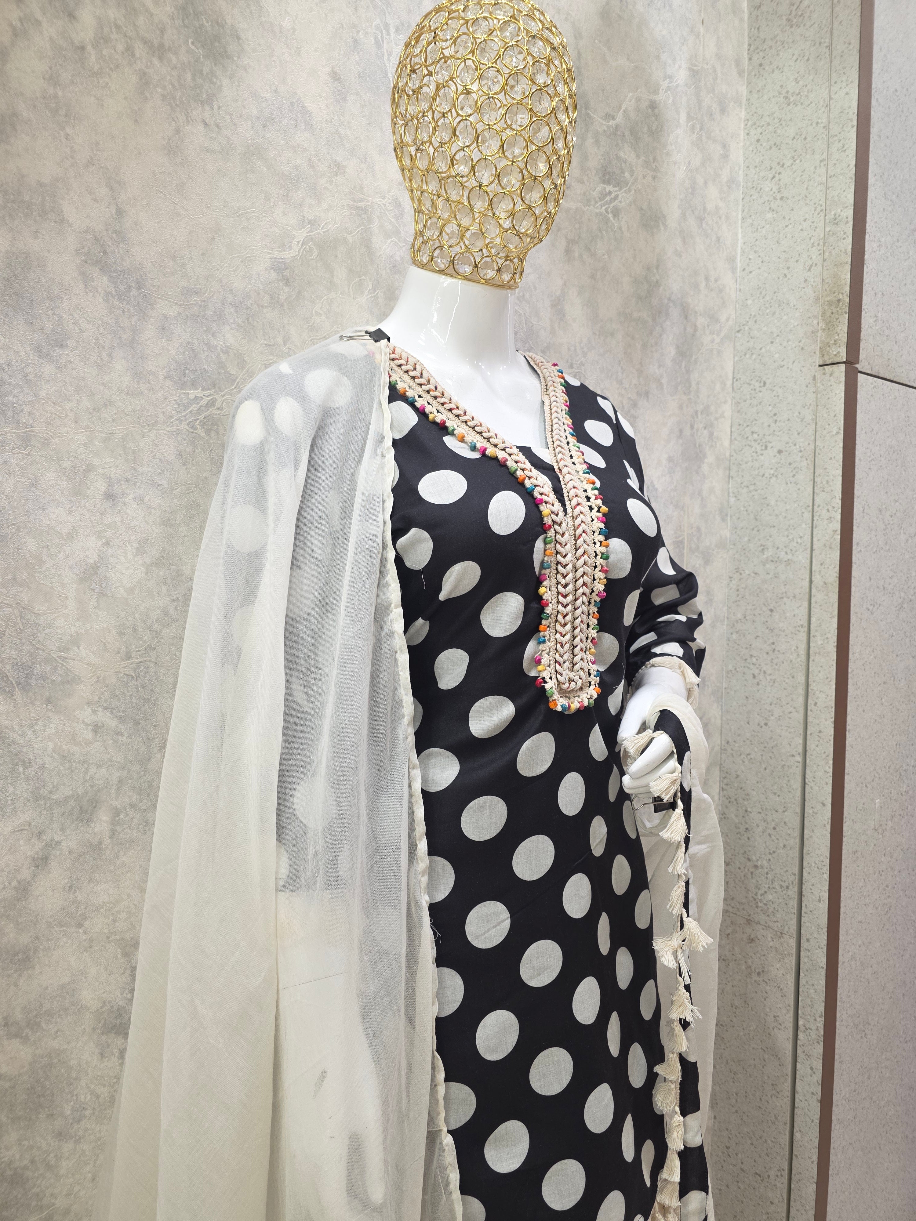 Polka Dot cotton Farshi Salwar Set