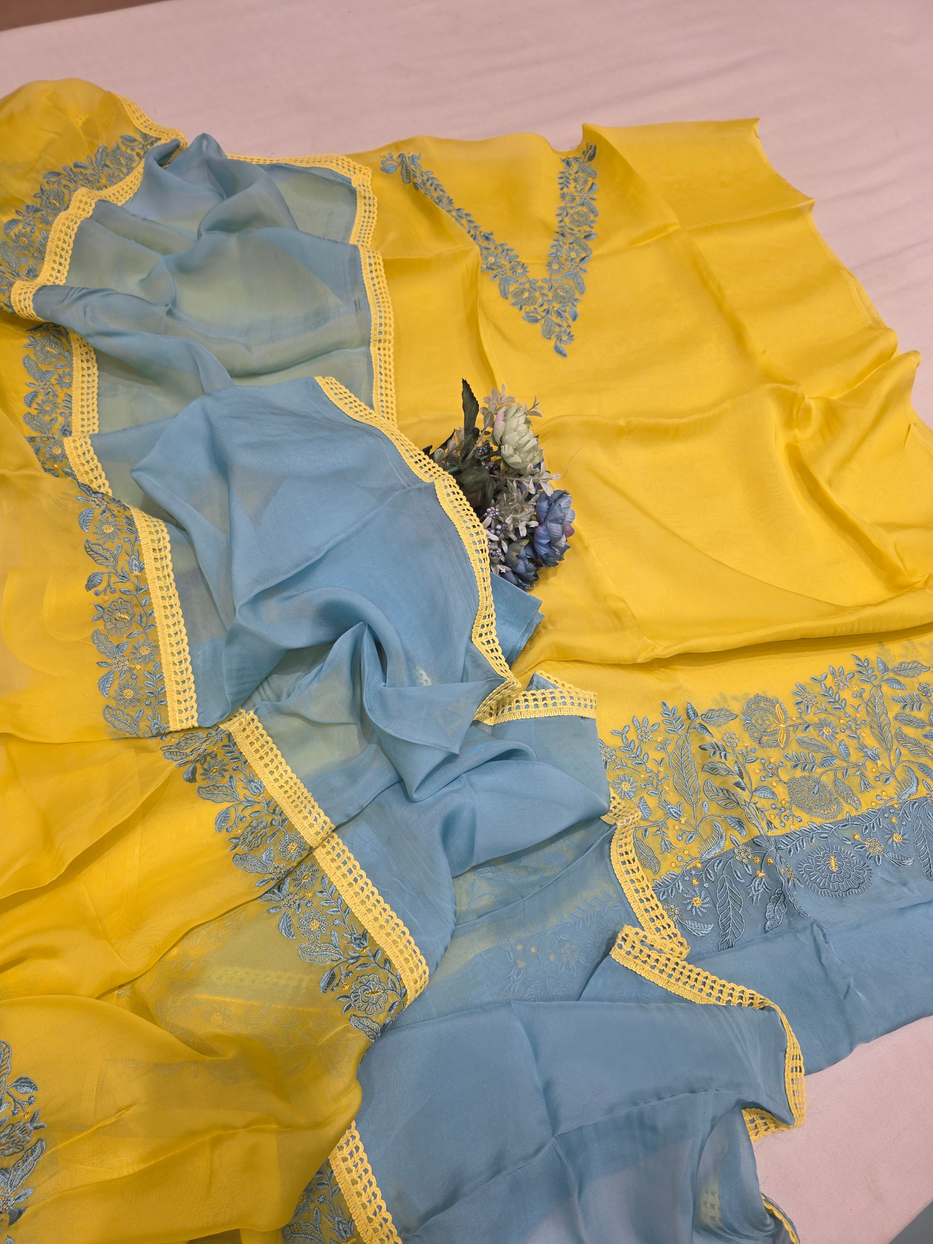 SOFT ORGANZA CONTRAST CONCEPT UNSTITCHED SUIT